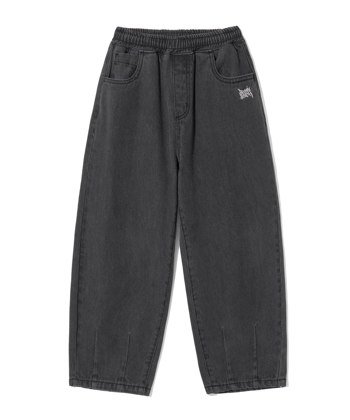 브라운브레스 키즈(BROWNBREATH KIDS) KIDS TAG TAPERED DENIM PANTS - DARK GREY