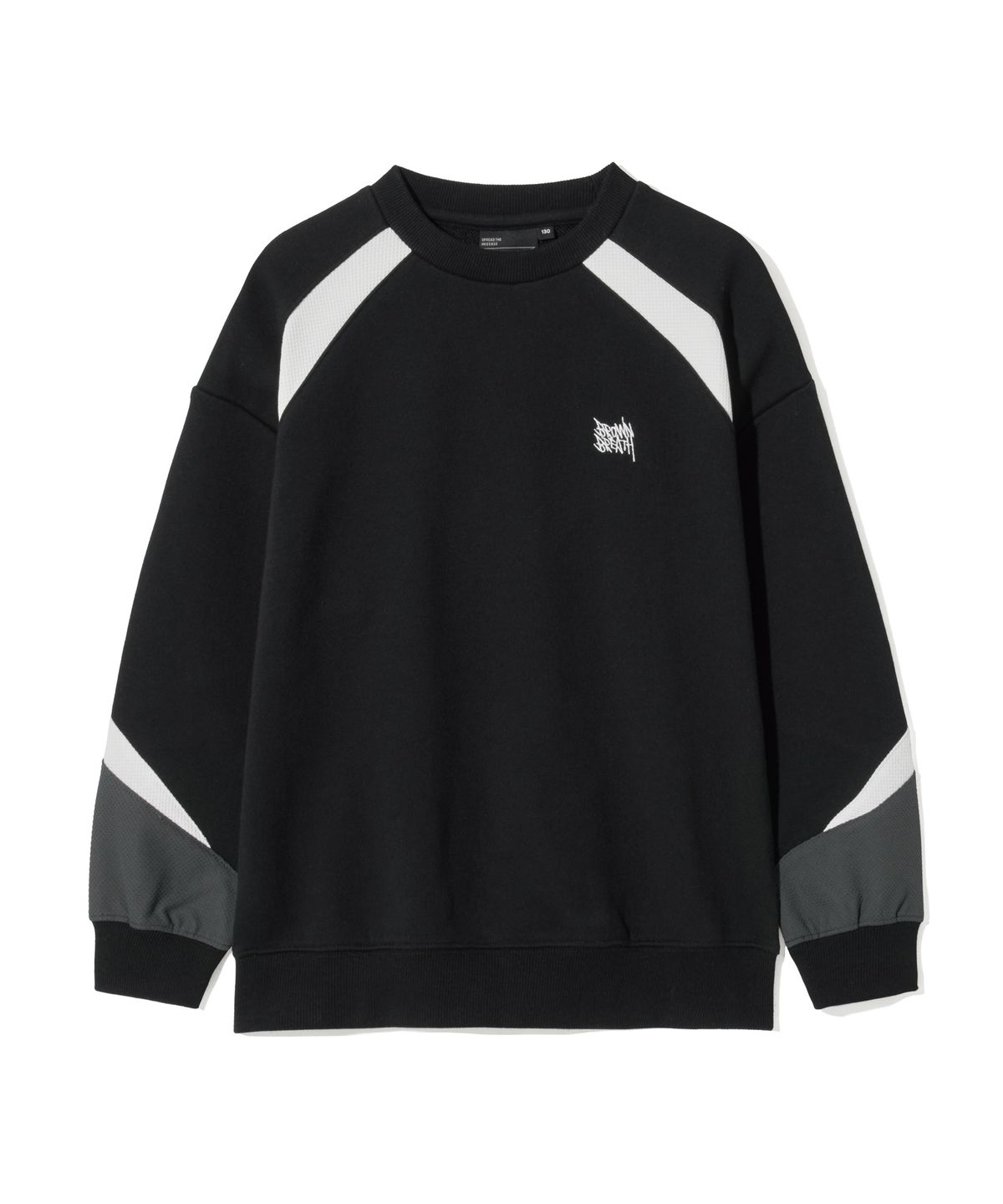 브라운브레스 키즈(BROWNBREATH KIDS) KIDS TAG COLOR BLOCK CREWNECK SETUP- BLACK