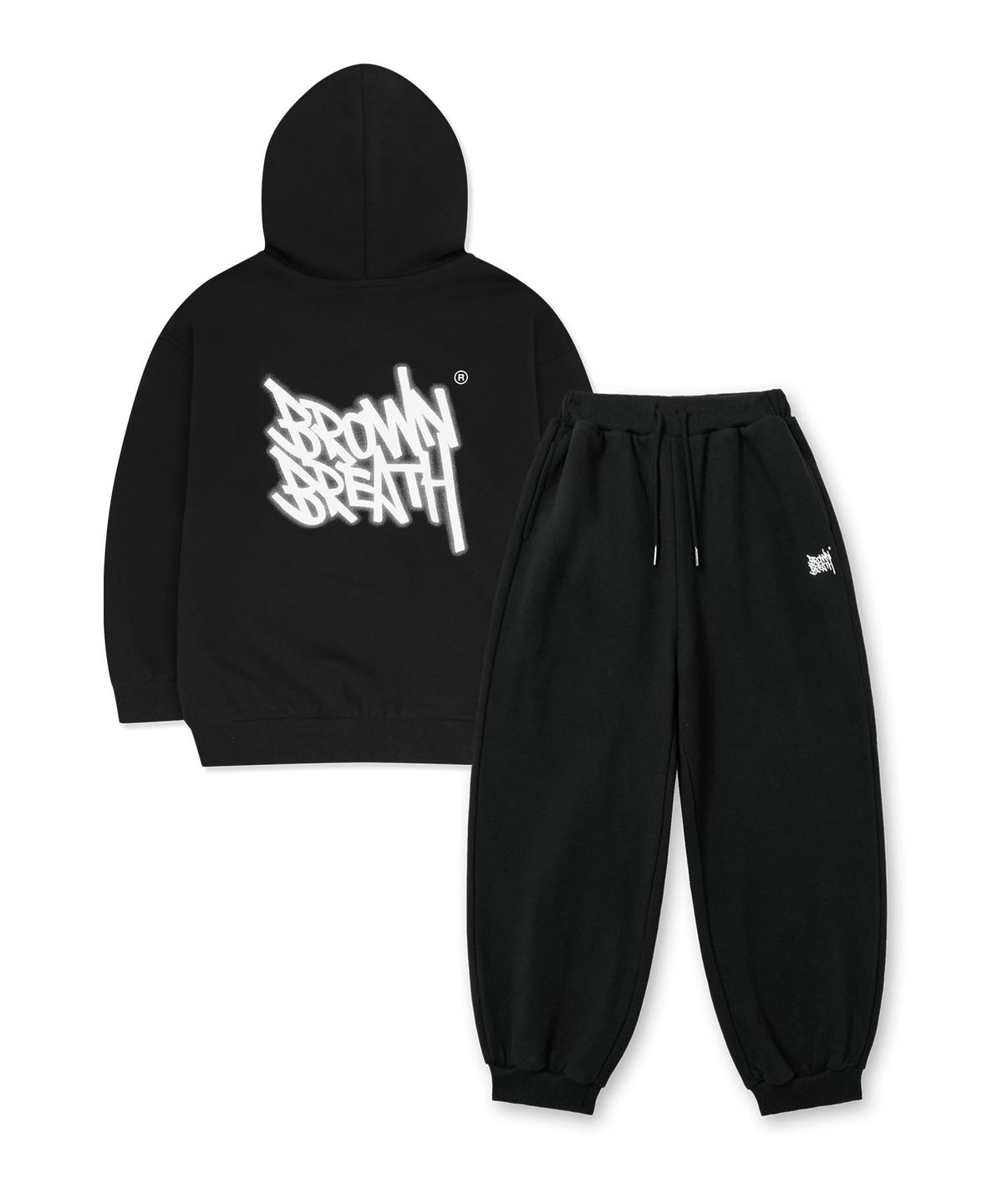 브라운브레스 키즈(BROWNBREATH KIDS) KIDS TAG SPRAY HOOD ZIP UP SETUP_BLACK
