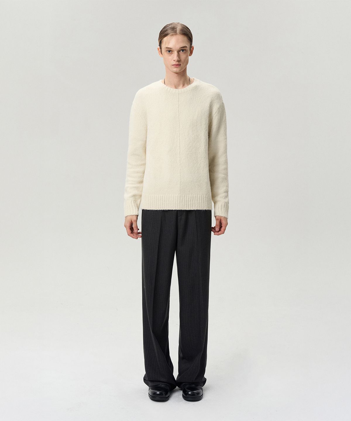 리이 맨(RERHEE MEN) UNISEX WOOL BLEND KNIT TOP IVORY