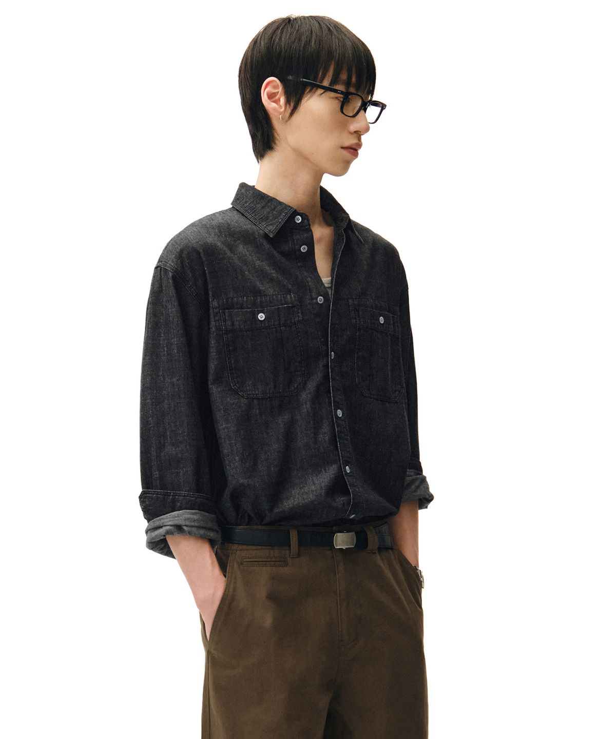 데케트(DECET) Relax Work Denim Shirts DCSH014Black