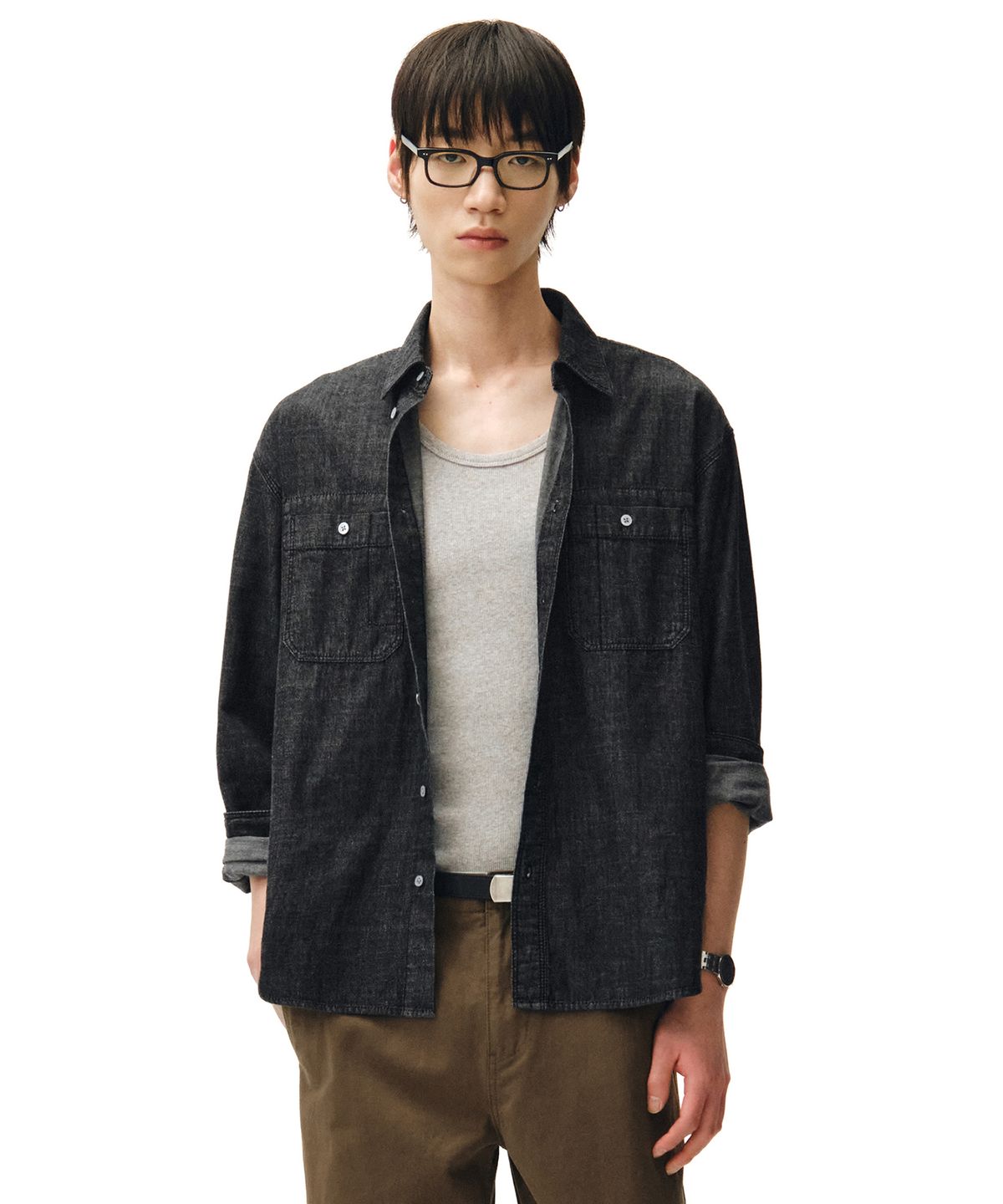 데케트(DECET) Relax Work Denim Shirts DCSH014Black