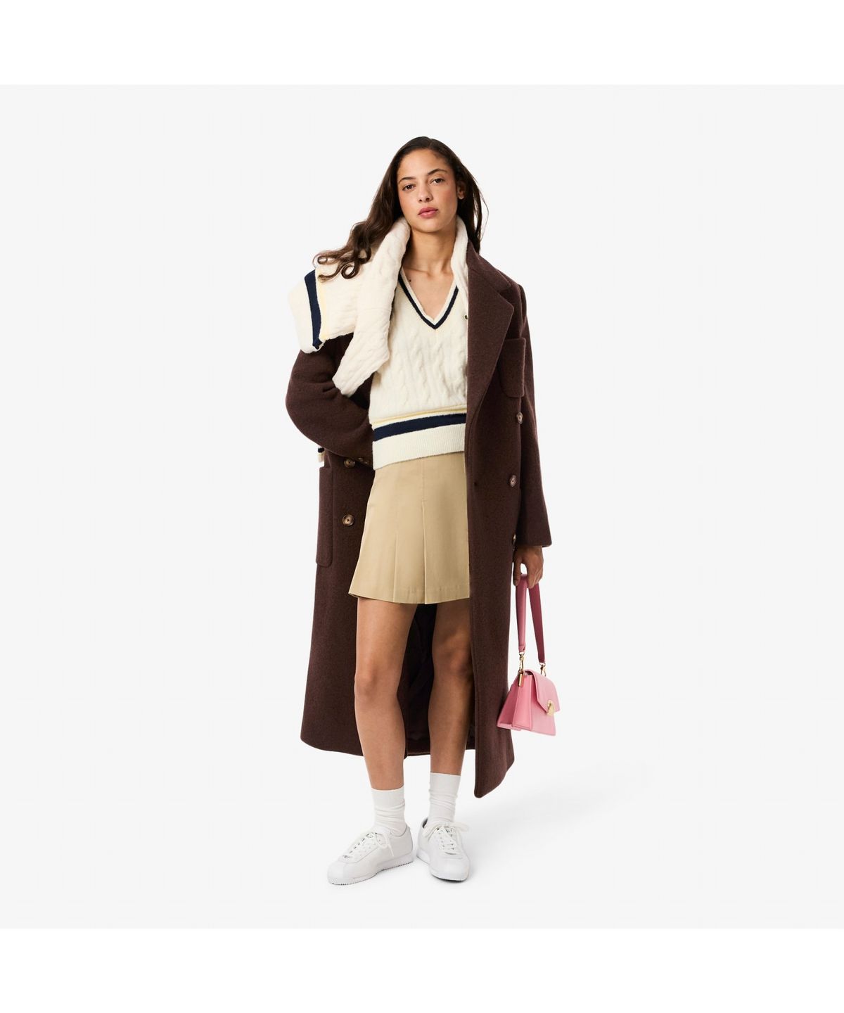 라코스테(LACOSTE) 여성 더블브레스트 울 롱코트 BF8413-55N SKB