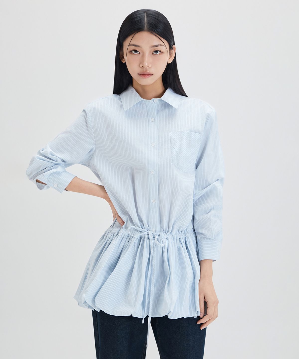 미쏘(MIXXO) 벌룬 셔츠카라 원피스_MIWOWG202C