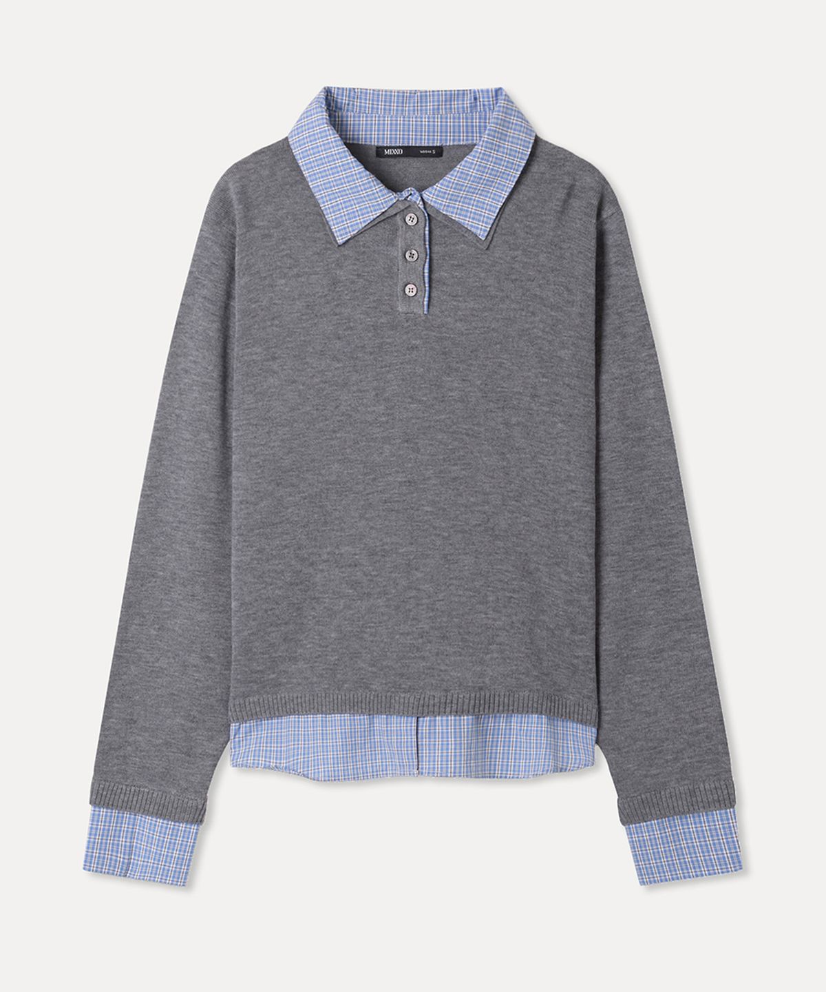 미쏘(MIXXO) 셔츠배색 카라 풀오버_MIWKAG213T