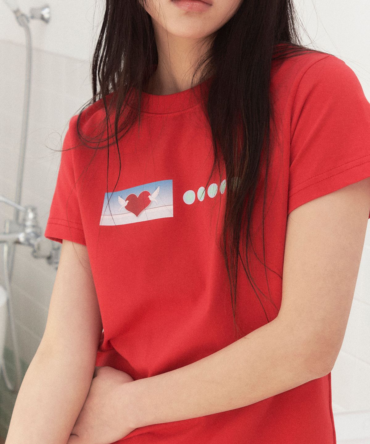 영마일웨어(0MILEWEAR) 러브 도브 티셔츠 (red)