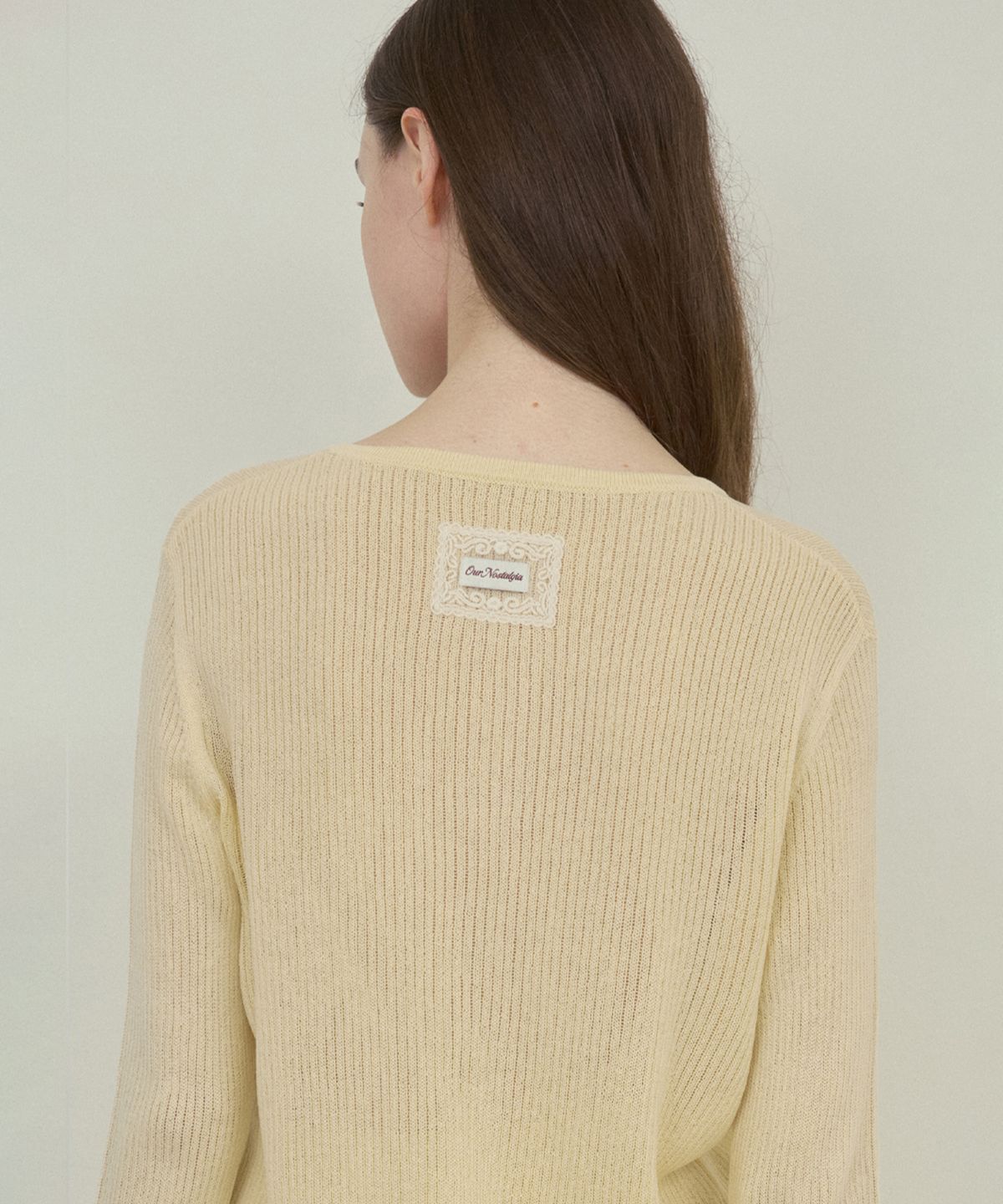아우어노스텔지아(OURNOSTALGIA) Lush basic knit setup cardigan_Butter yellow(OC25-KN09)