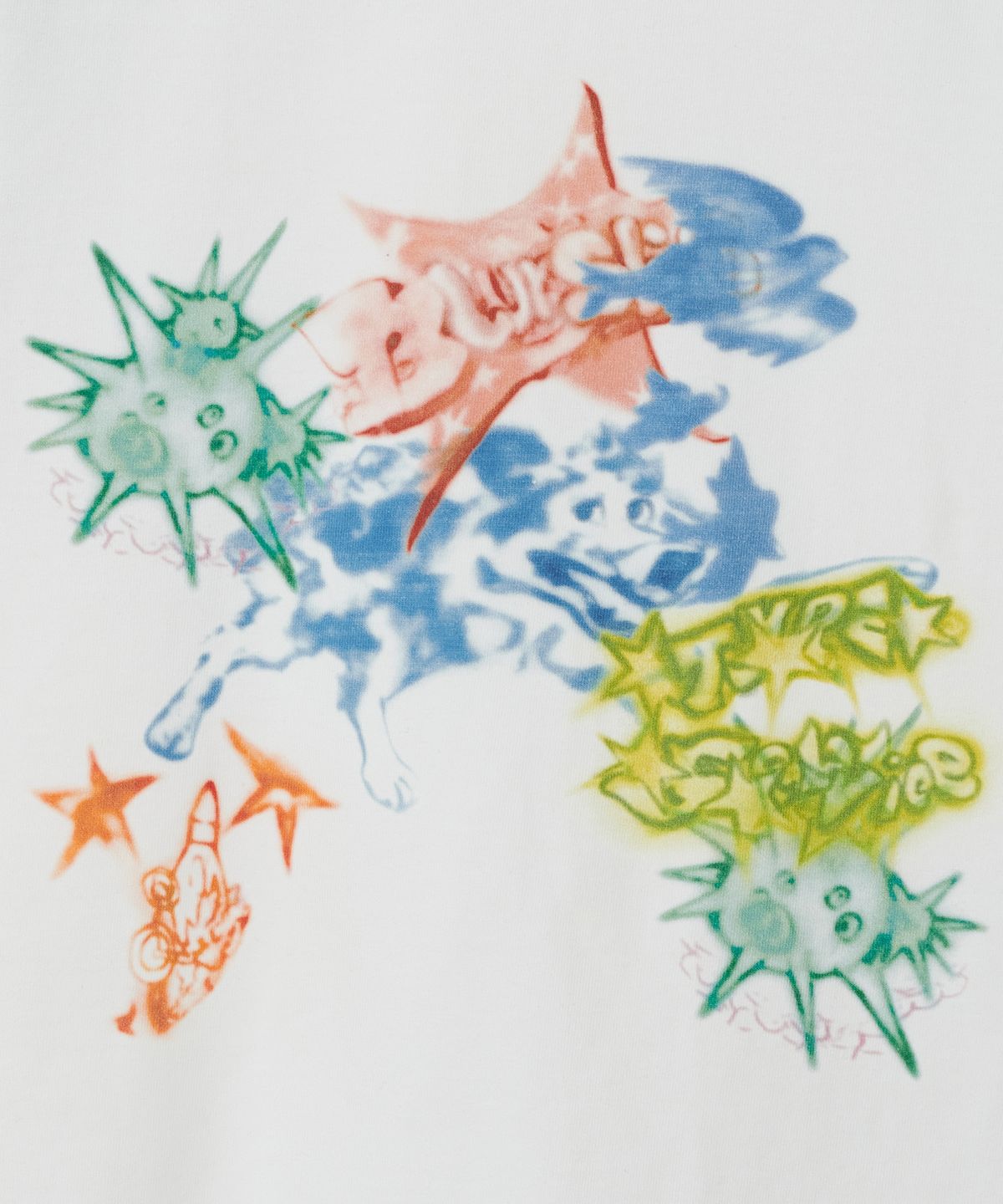 타입서비스(TYPESERVICE) Star Sleeve Spray Raglan Top [Blue]
