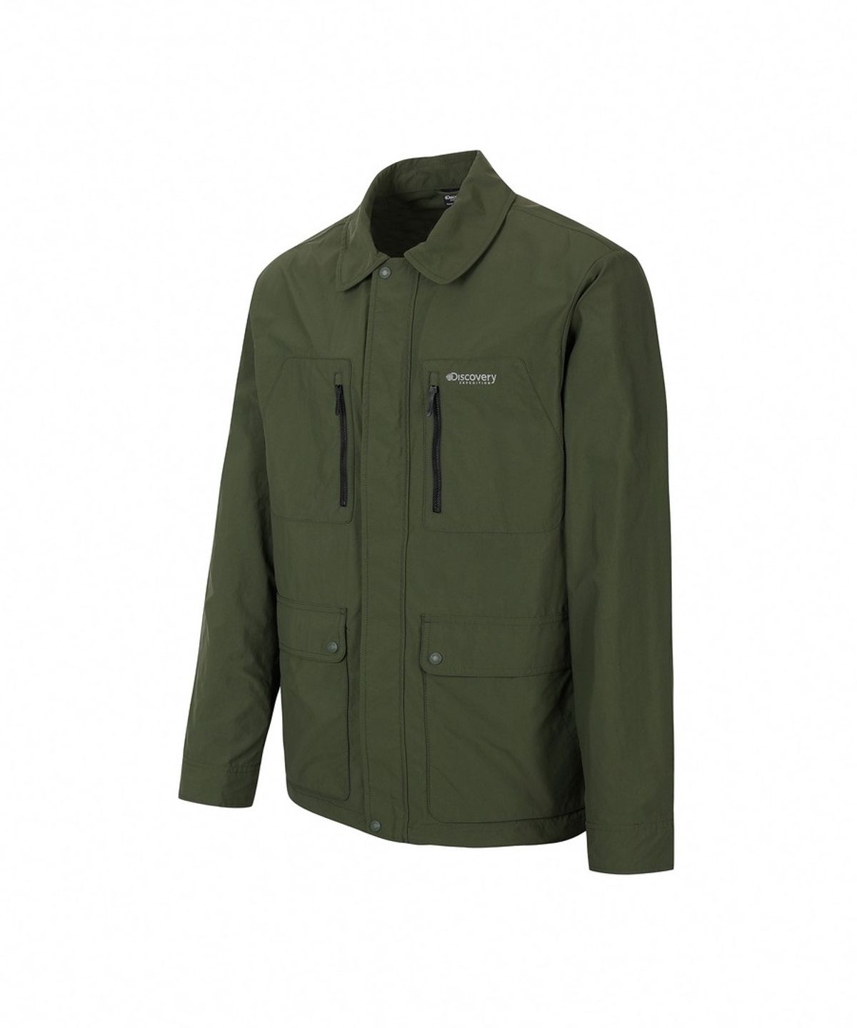 디스커버리 익스페디션(DISCOVERY EXPEDITION) 남성 프레시벤트 카라형 아웃포켓 바람막이 (D/KHAKI)