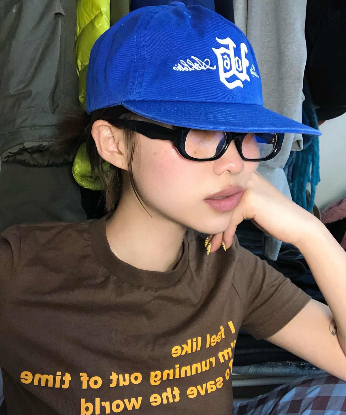 유니버스 가먼트(UNIVERSE GARMENT) VTG 타이포 5패널 워싱 캡_BLUE