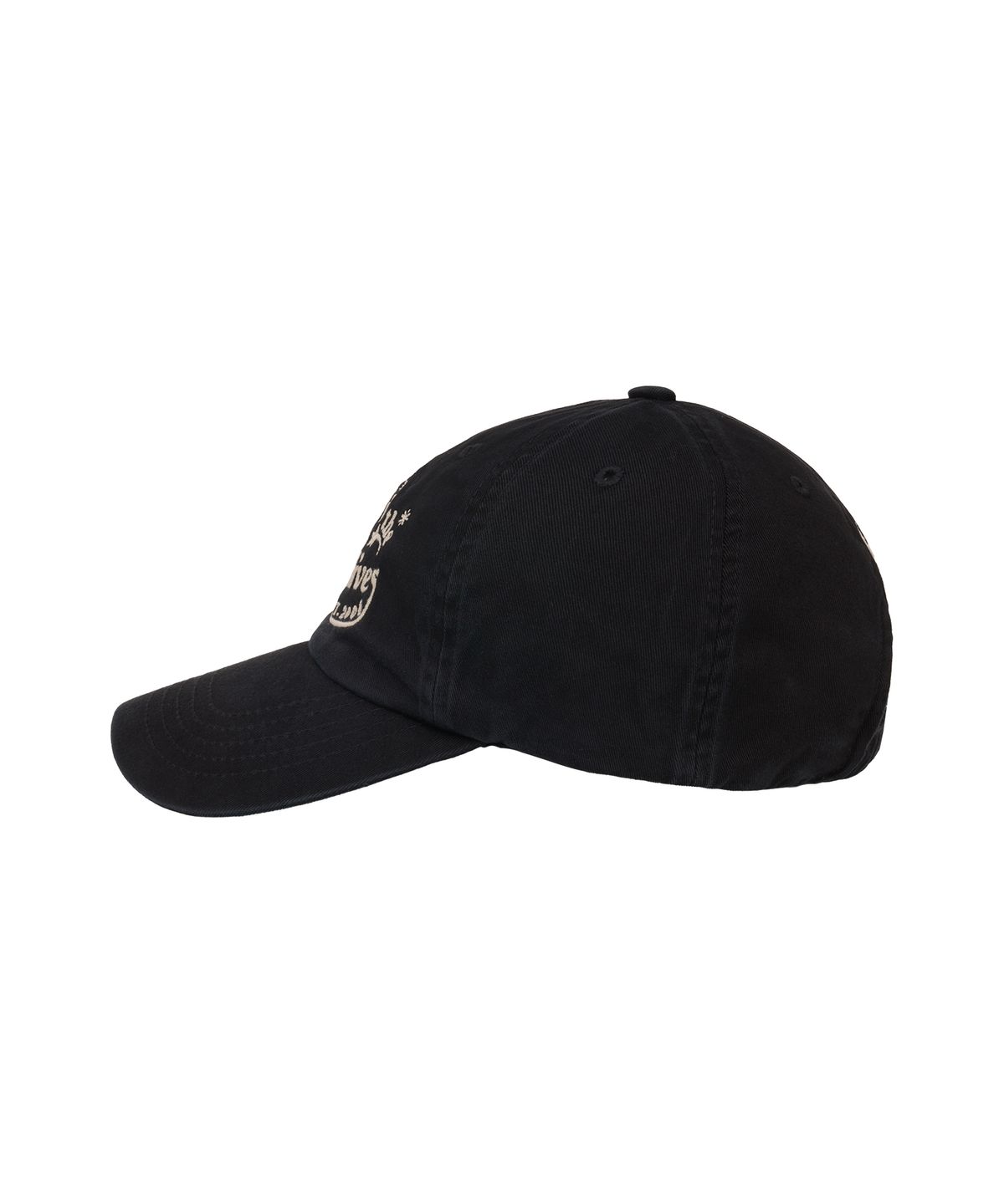 유니버스 가먼트(UNIVERSE GARMENT) 유니버스 레터링 워싱 볼캡_BLACK