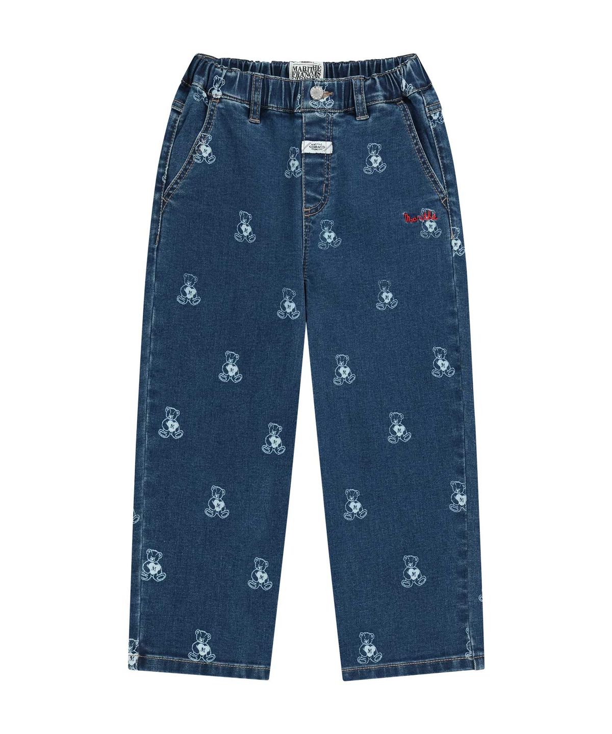마리떼 키즈(MARITHÉ KIDS) KIDS BEAR PRINTED DENIM PANTS dark blue