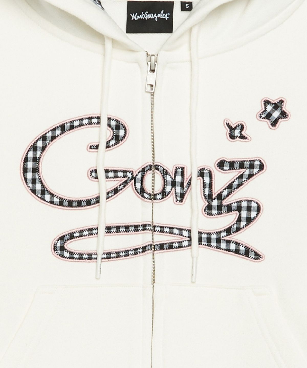 마크곤잘레스(MARK GONZALES) 우먼즈 GONZ 아플리케 크롭 후드 집업 - WHITE