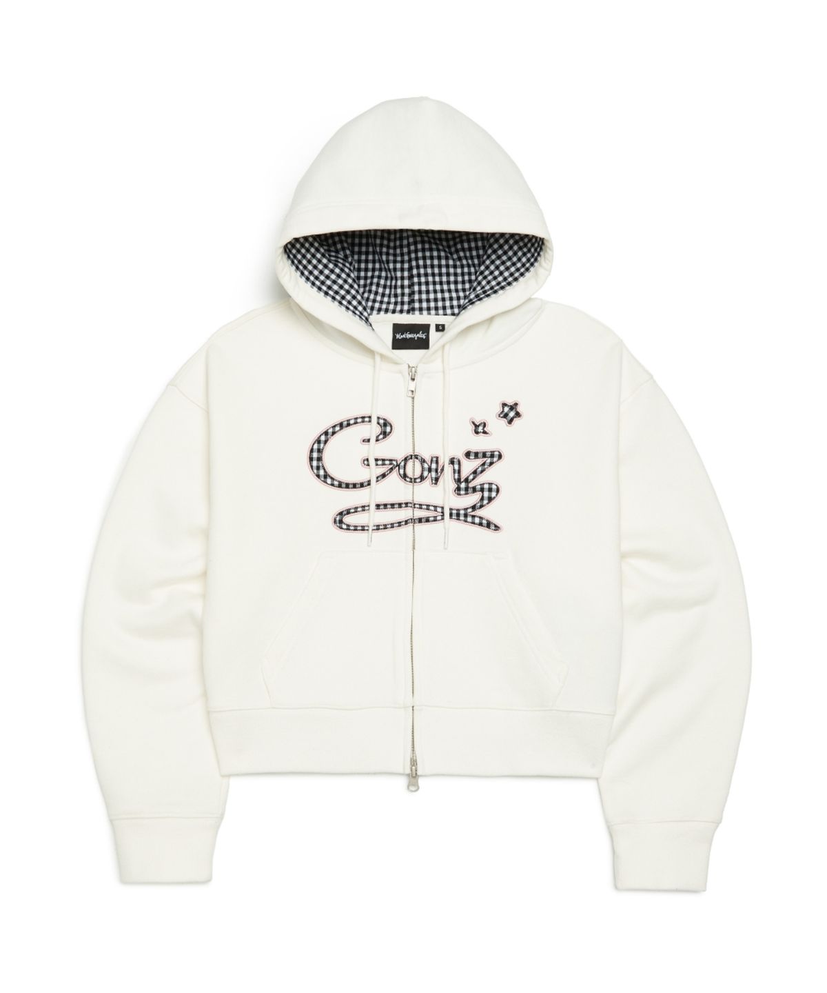마크곤잘레스(MARK GONZALES) 우먼즈 GONZ 아플리케 크롭 후드 집업 - WHITE