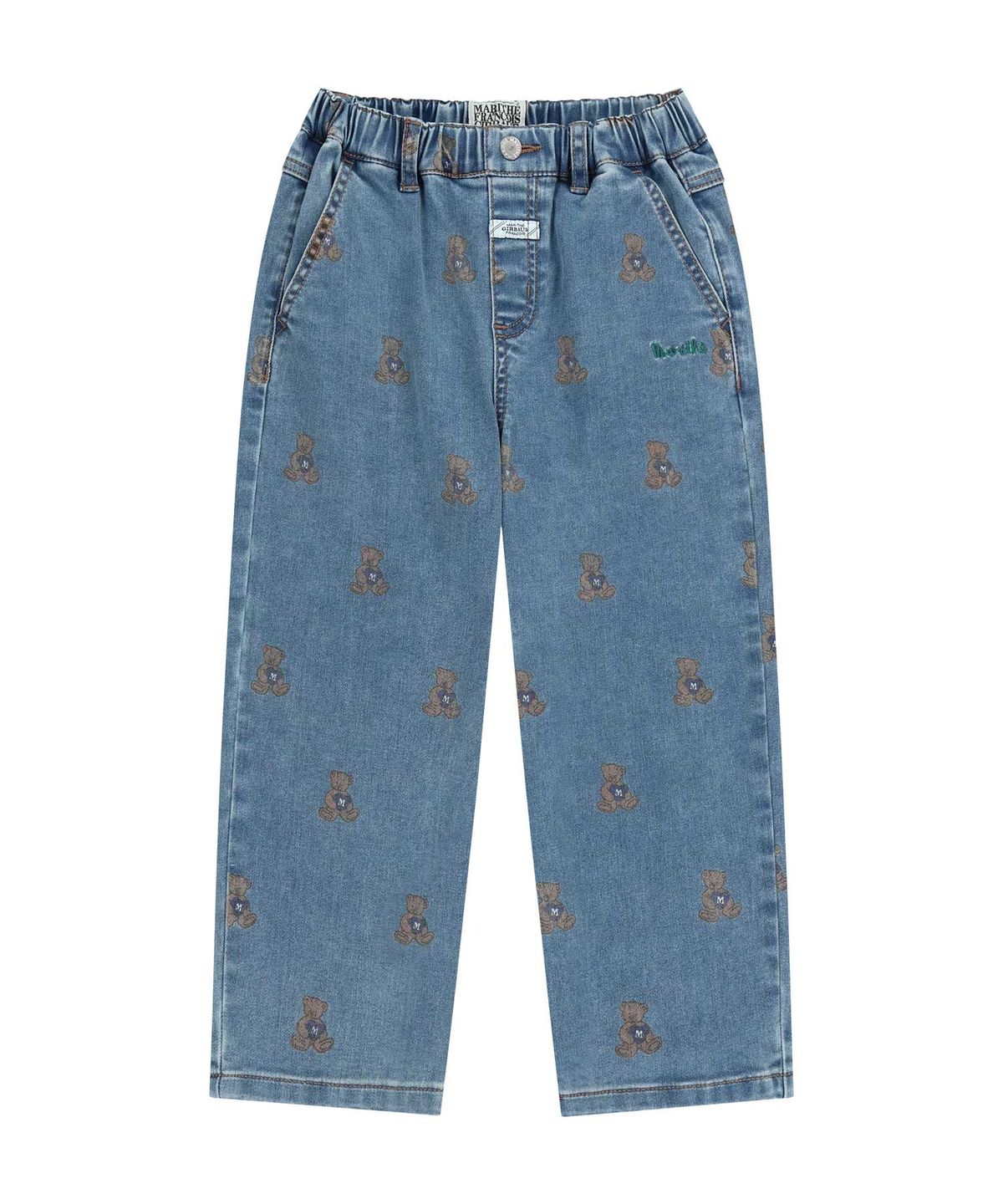 마리떼 키즈(MARITHÉ KIDS) KIDS BEAR PRINTED DENIM PANTS blue