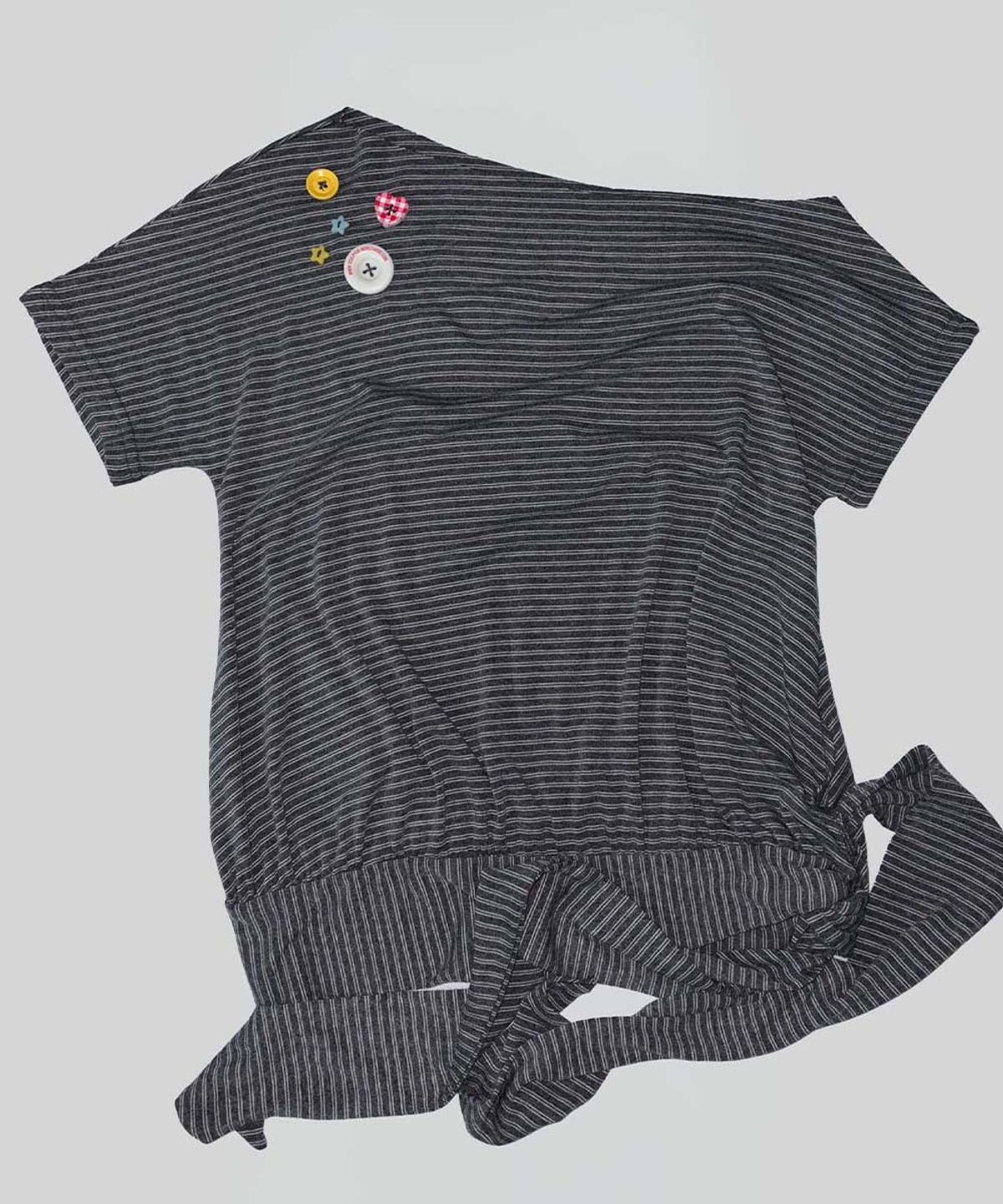 스컬프터(SCULPTOR) Off-Shoulder Button Tee Melange Gray