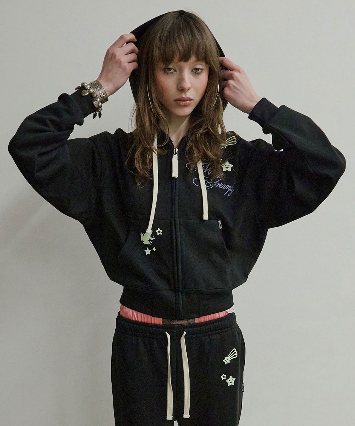 스컬프터(SCULPTOR) Glow In The Dark Zip-Up Hoodie Black