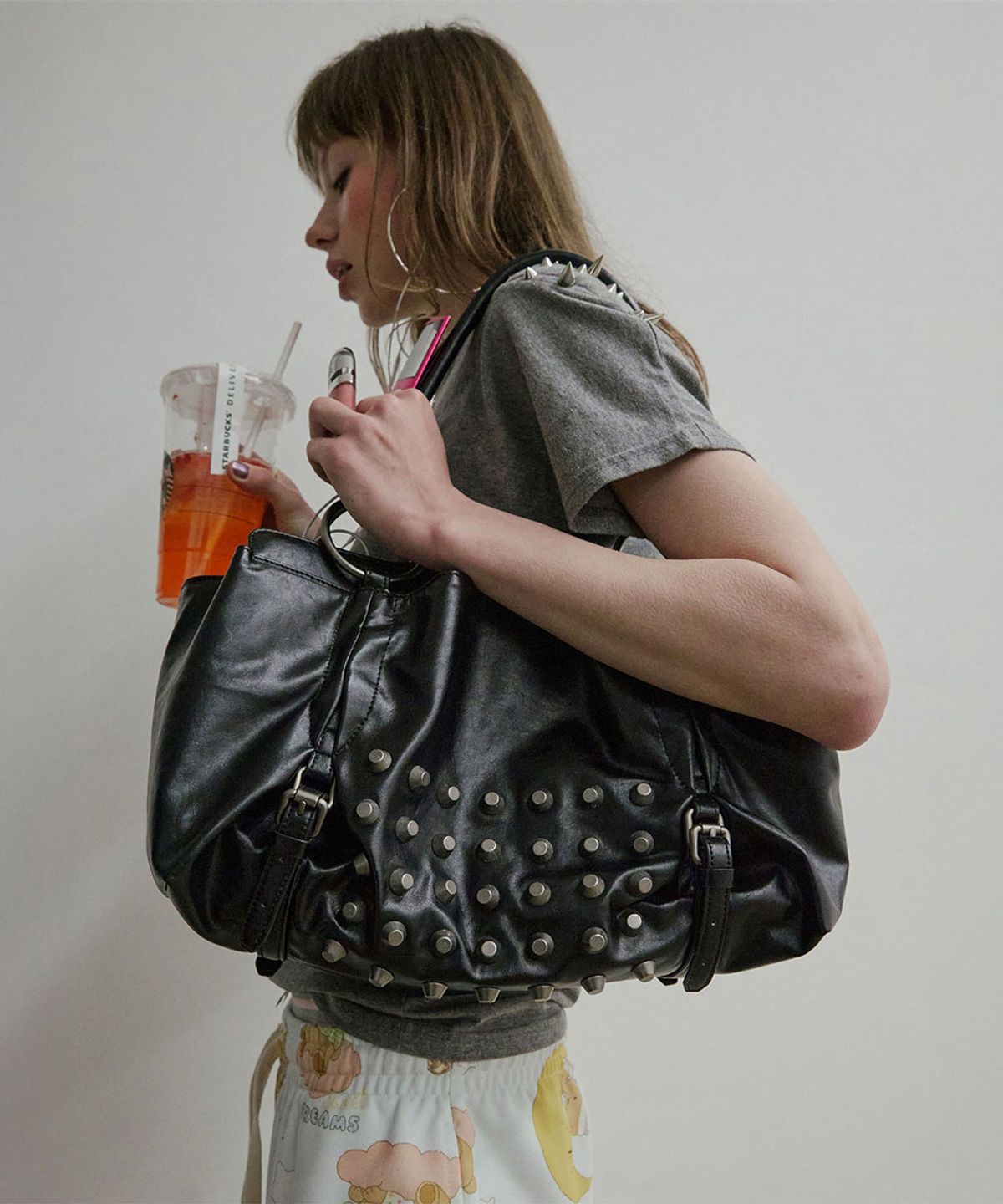 스컬프터(SCULPTOR) Metal Stud Tote Bag Black