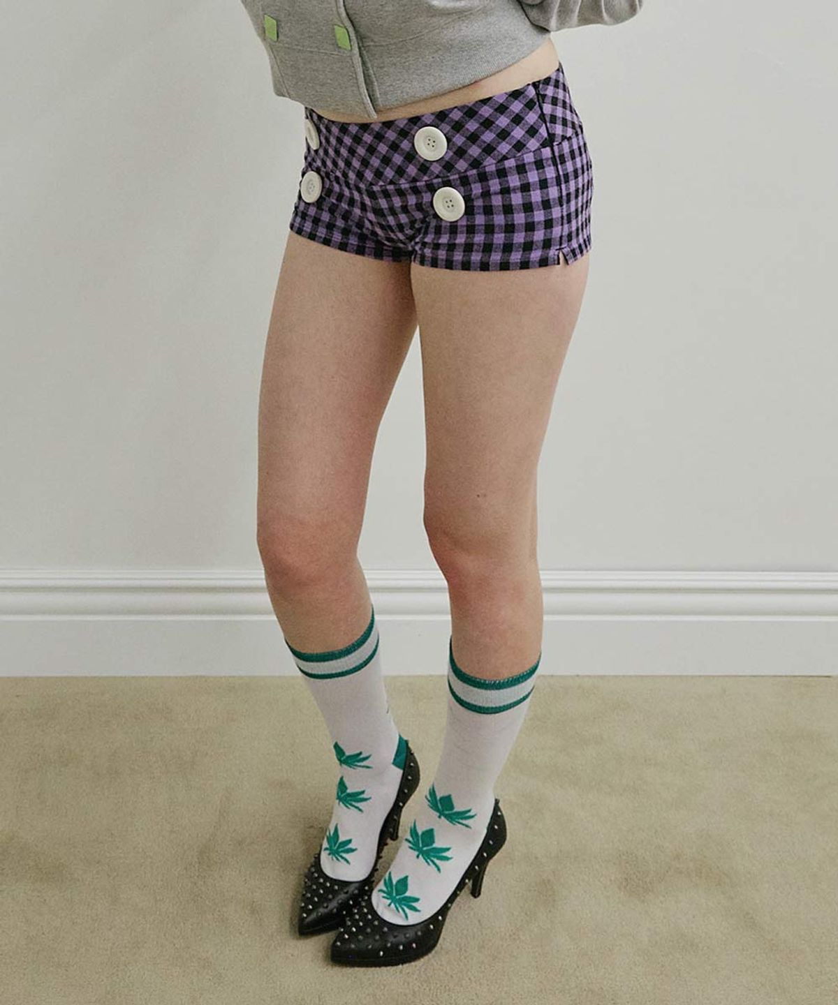 스컬프터(SCULPTOR) New Emo Gingham Micro Shorts Purple