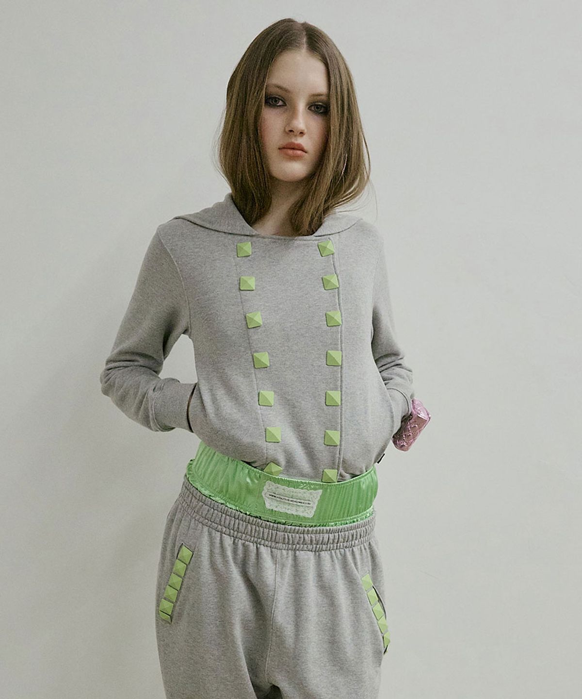 스컬프터(SCULPTOR) Napoleon Stud Hoodie Melange Gray