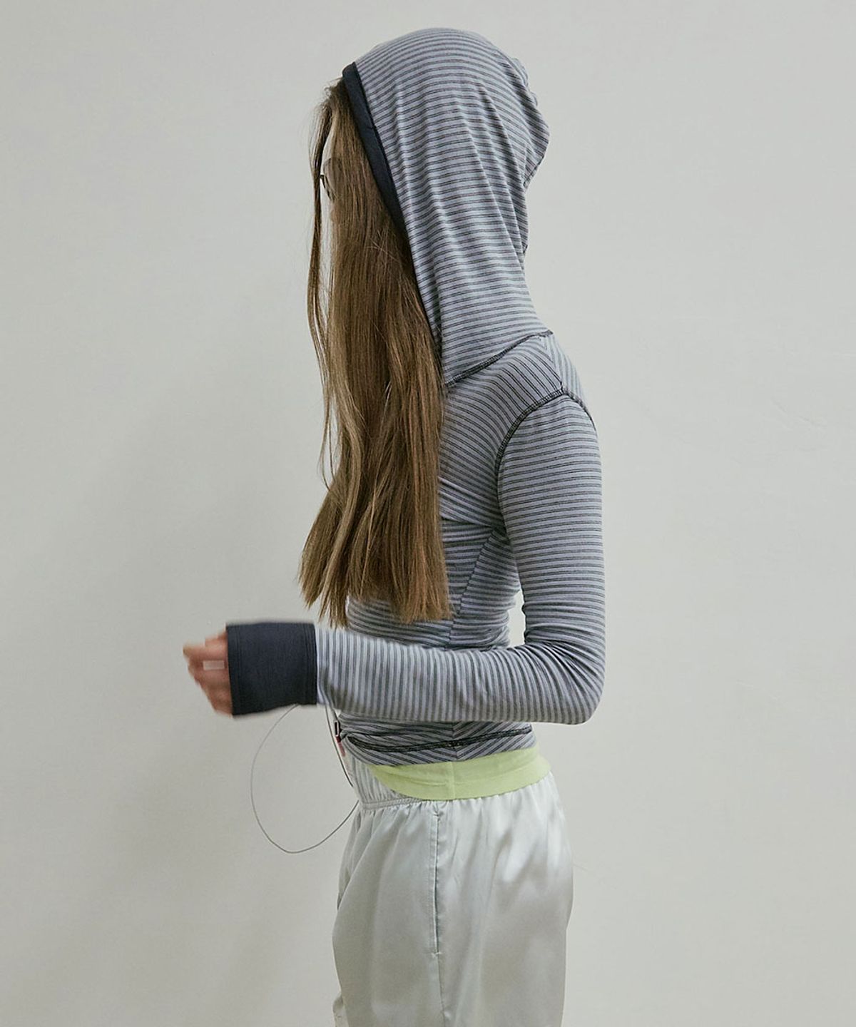 스컬프터(SCULPTOR) Striped Button Down Hoodie Dusty Blue