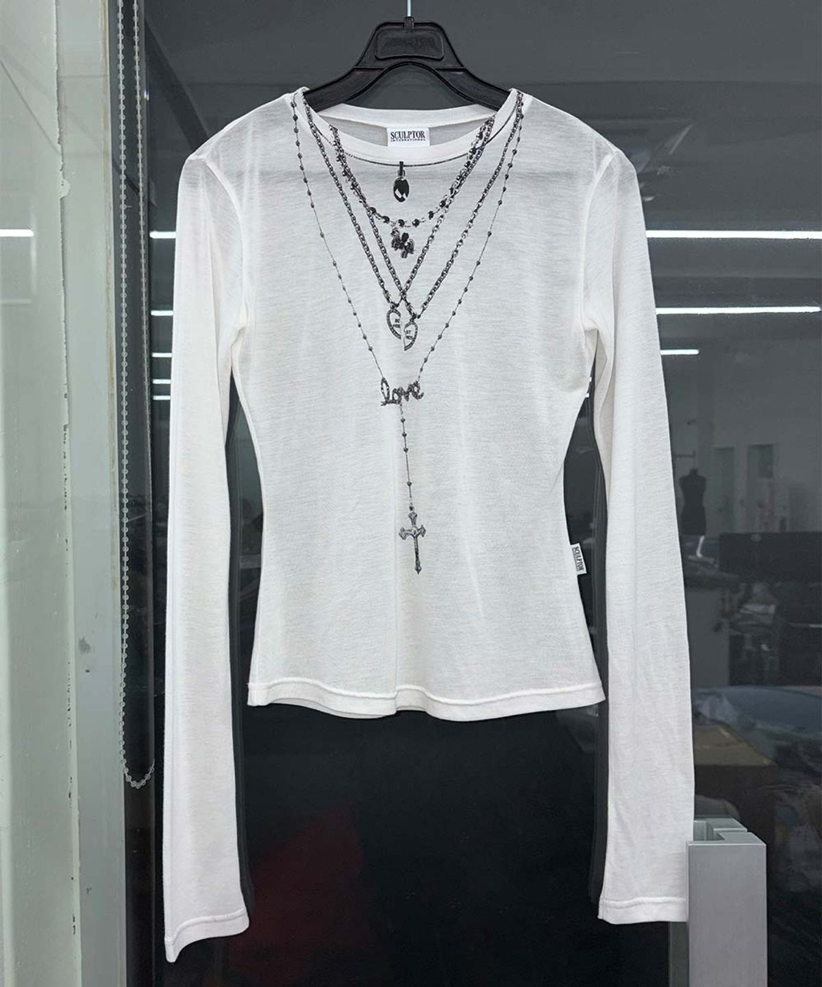 스컬프터(SCULPTOR) Faux Necklace Tee White/Black
