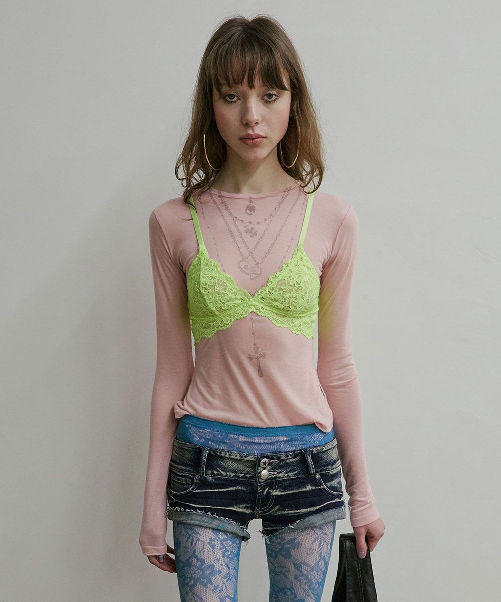 SCULPTOR Faux Necklace Tee ピンク 스컬프터(SCULPTOR) Faux Necklace Tee Baby Pink - 사이즈 & 후기
