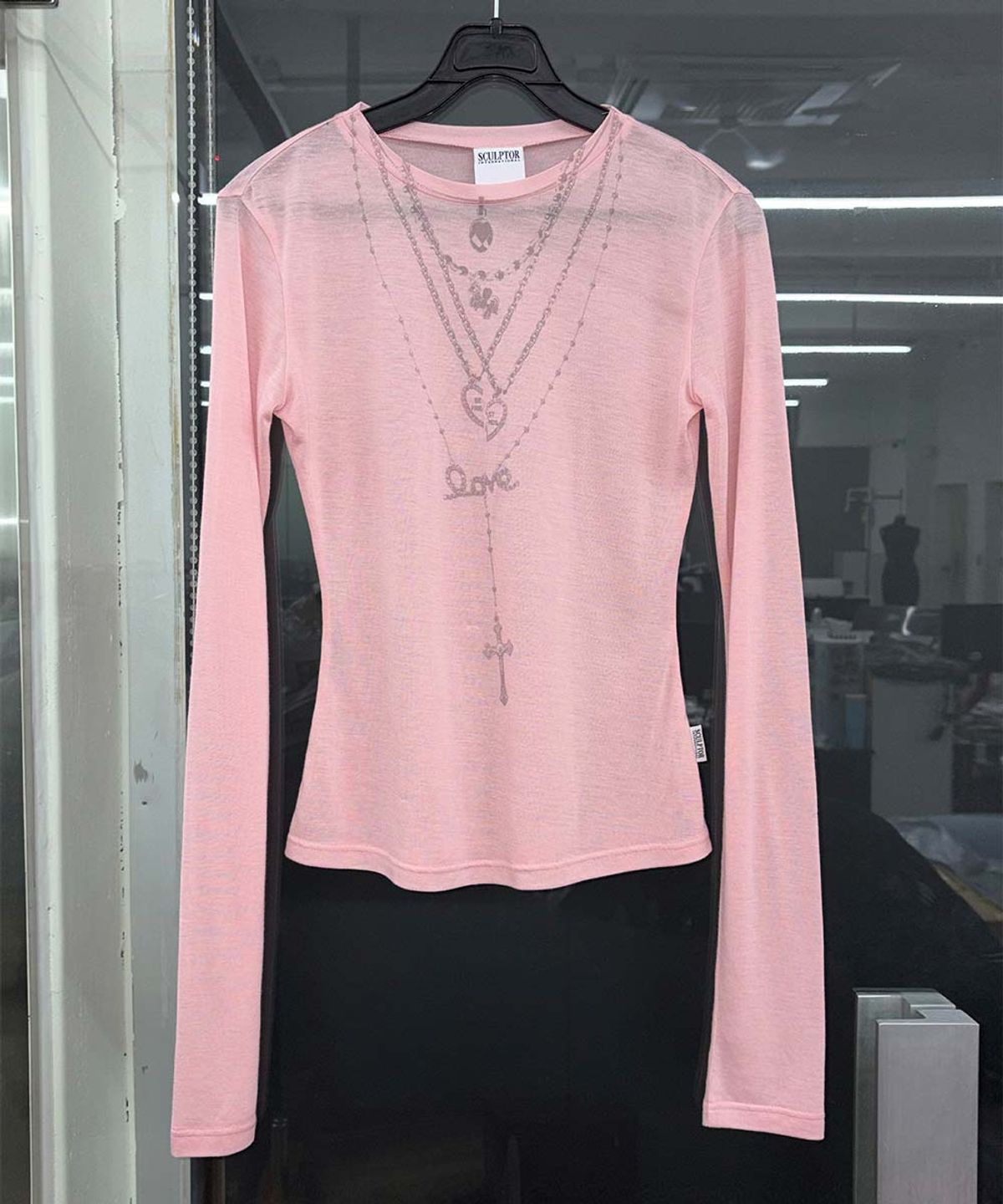 스컬프터(SCULPTOR) Faux Necklace Tee Baby Pink