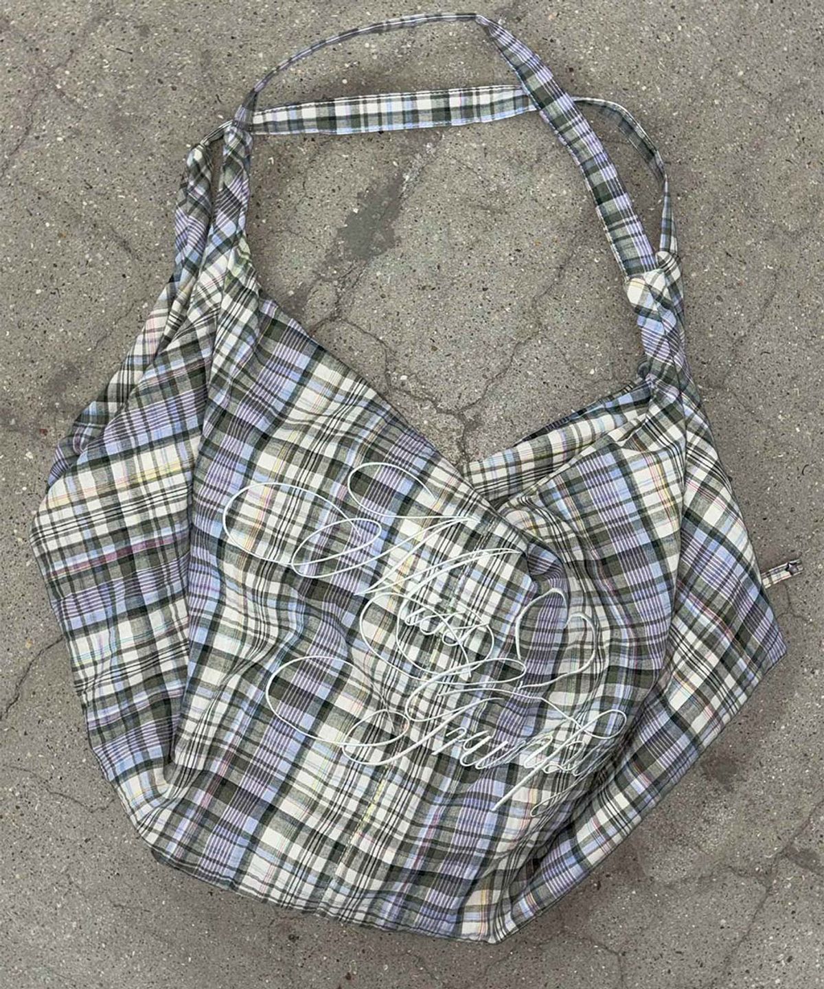 스컬프터(SCULPTOR) Plaid Big Hobo Bag Sage