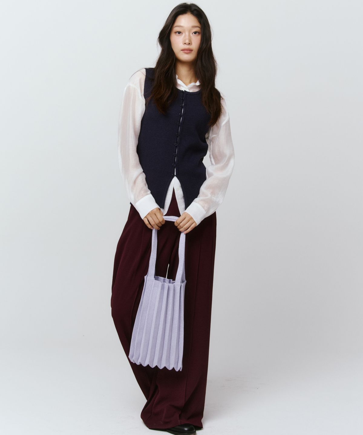플리츠마마(PLEATSMAMA) 뉴숄더백 글리터페일퍼플
