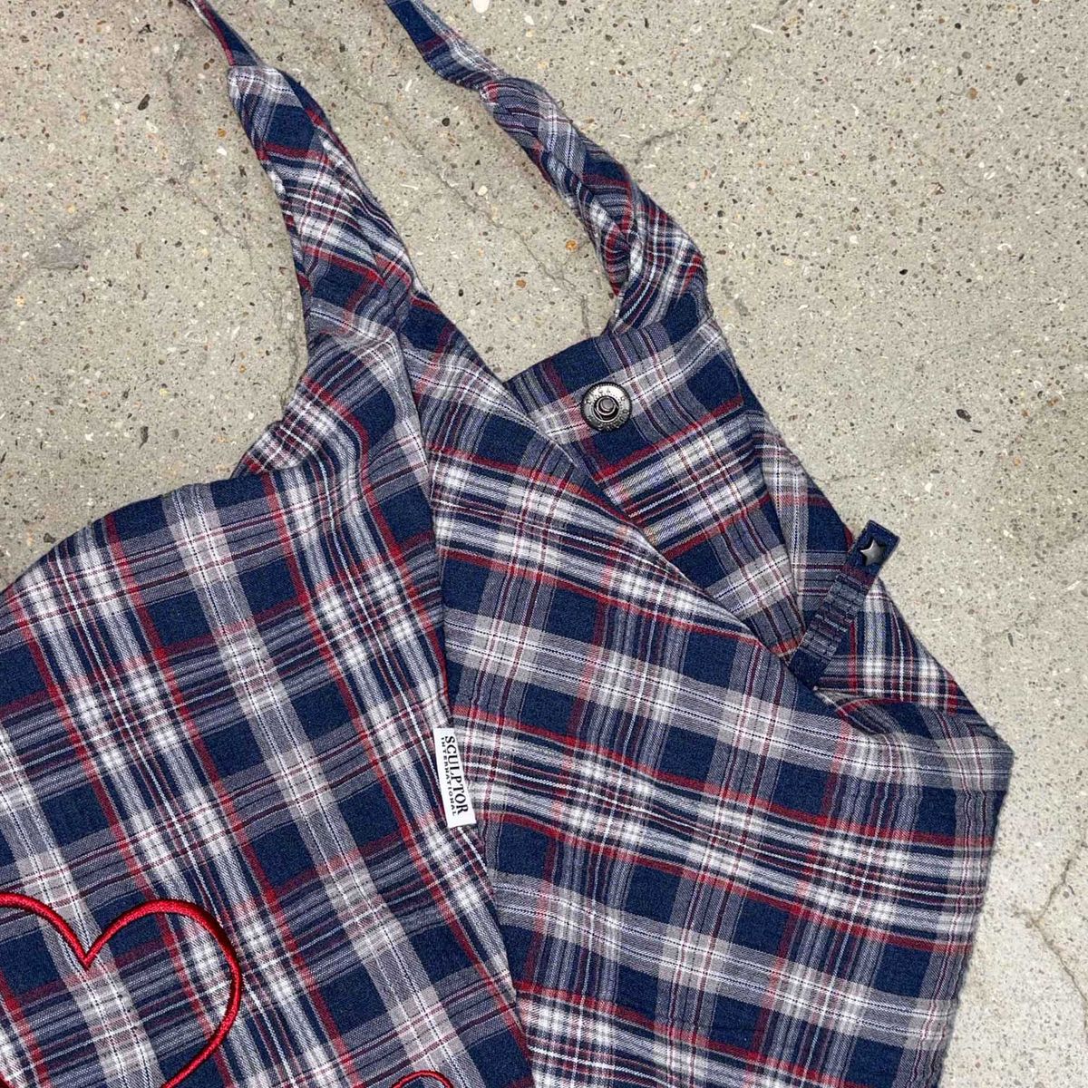 스컬프터(SCULPTOR) Plaid Big Hobo Bag Navy