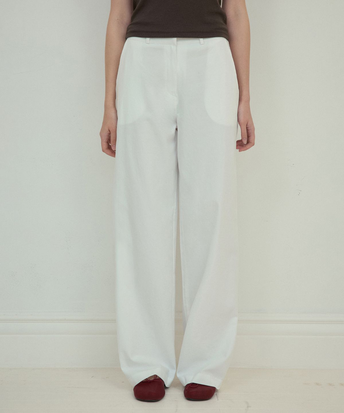 아우어노스텔지아(OURNOSTALGIA) Mono basic straight cotton pants_White(O25-PT02)