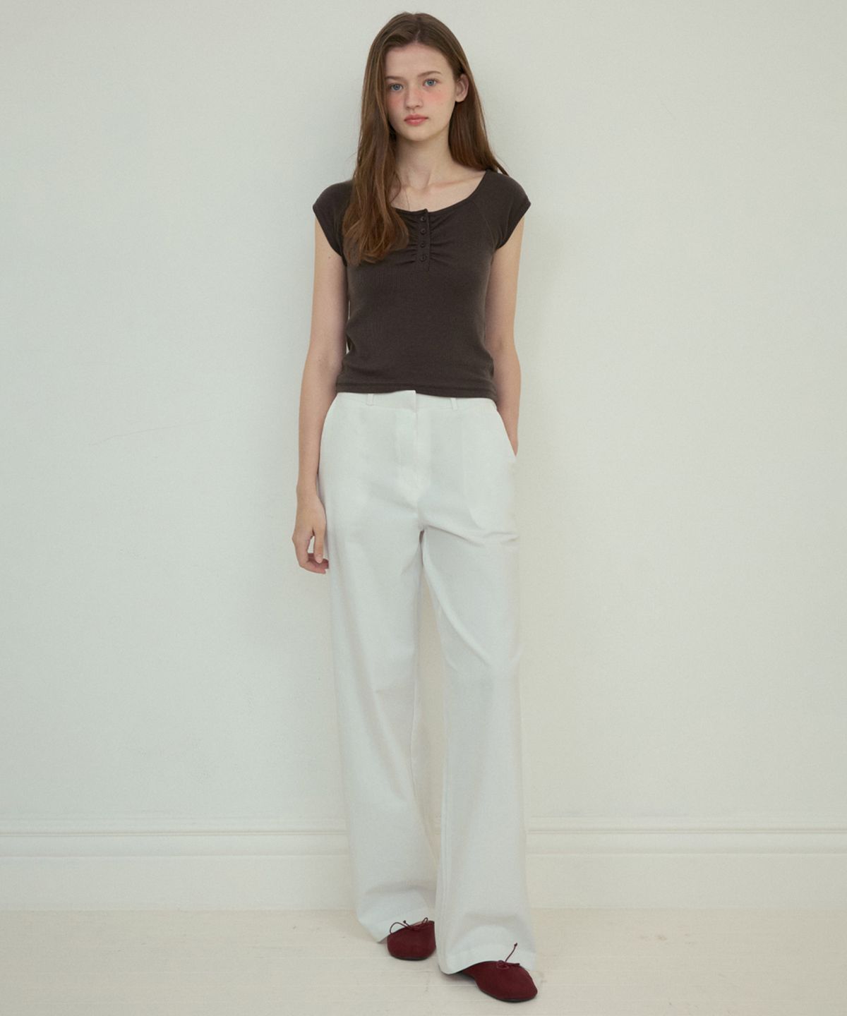 아우어노스텔지아(OURNOSTALGIA) Mono basic straight cotton pants_White(O25-PT02)