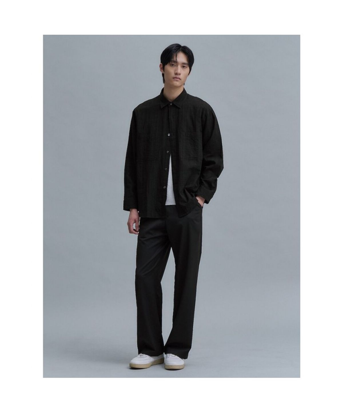 시프트지(SHIFT.G) Wool Blended Semi Wide Slacks  Black