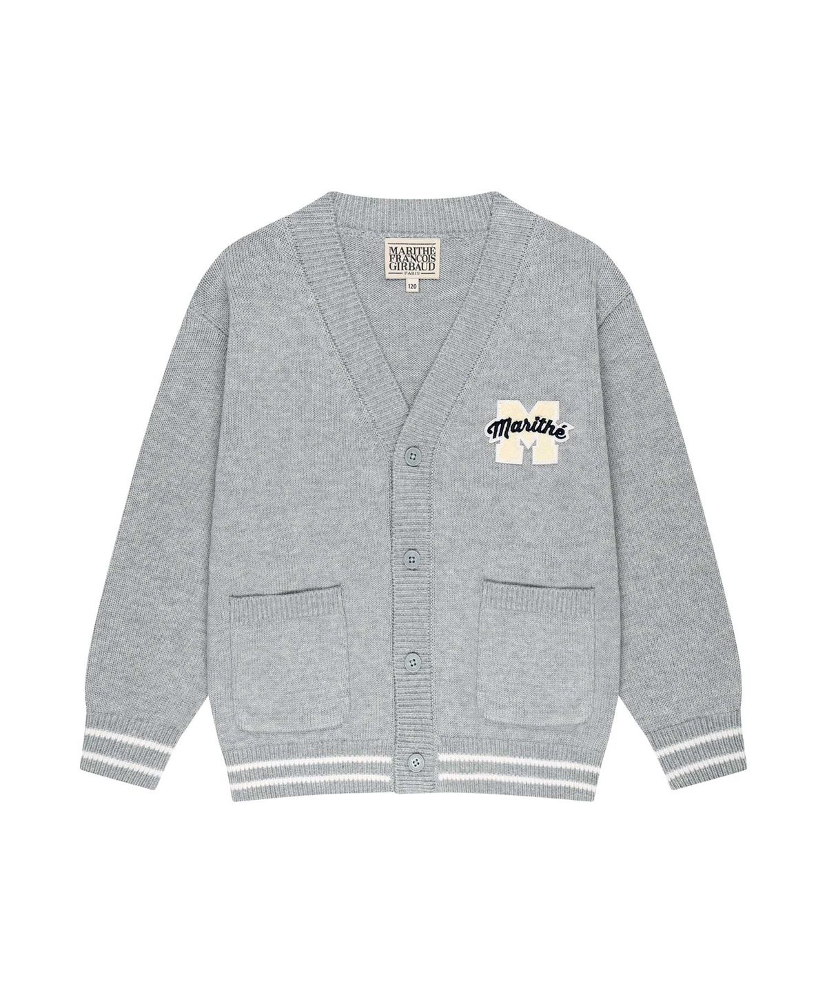 마리떼 키즈(MARITHÉ KIDS) KIDS EMBLEM V-NECK OVERSIZED CARDIGAN heather gray