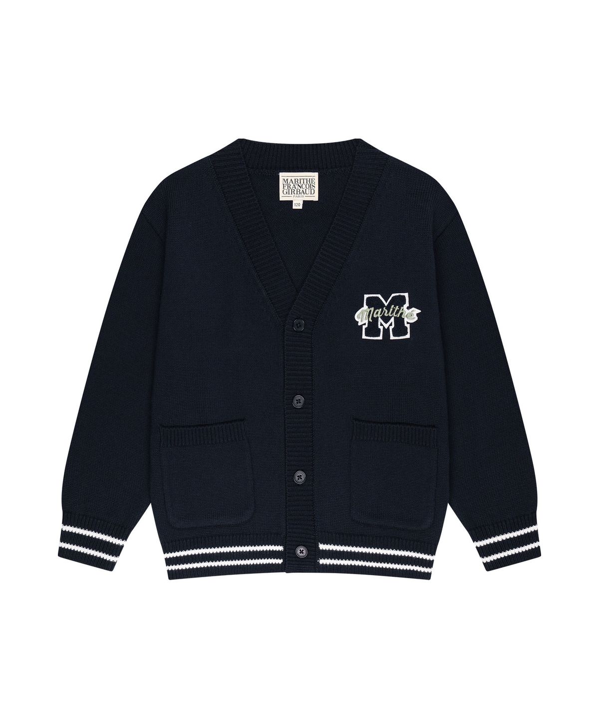 마리떼 키즈(MARITHÉ KIDS) KIDS EMBLEM V-NECK OVERSIZED CARDIGAN navy