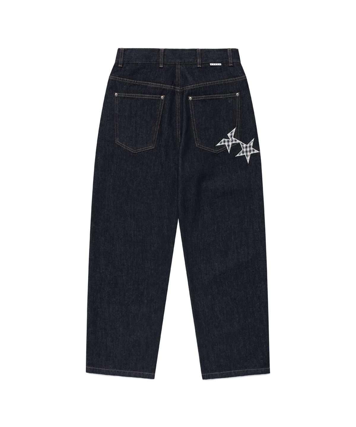 카비시(CAVISH) CHECK APPLIQUE DENIM PANTS BLUE(CV2GSFD111A)