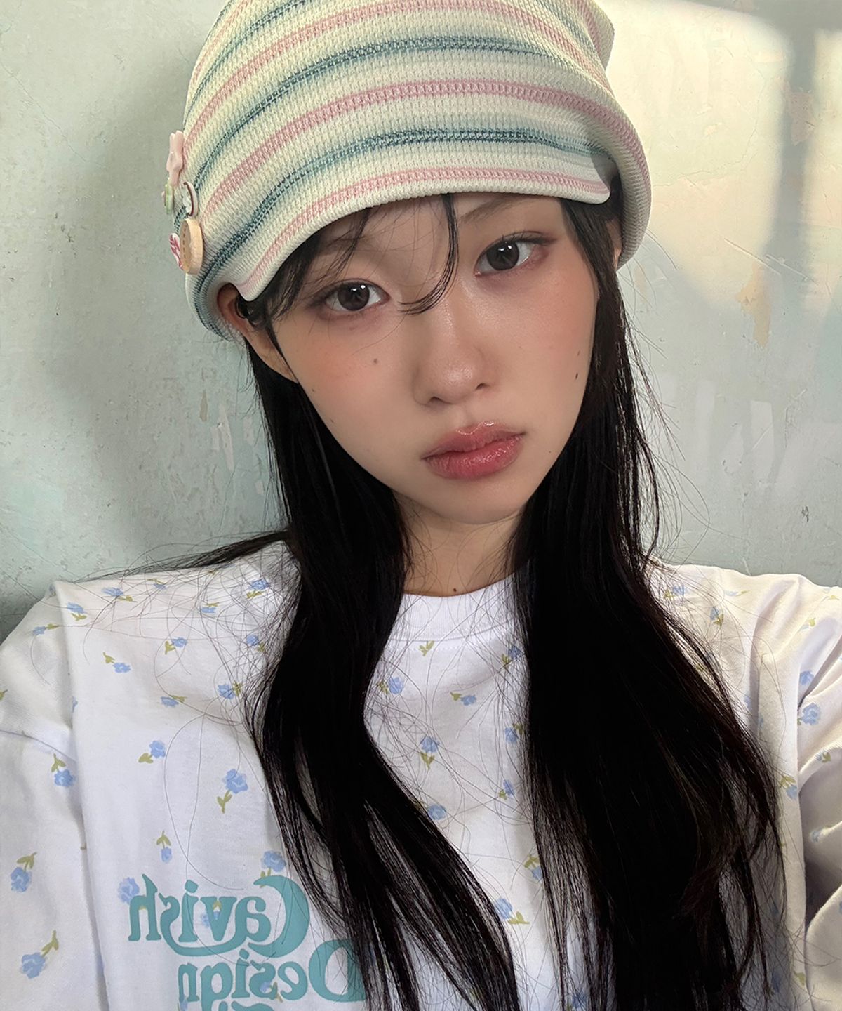 카비시(CAVISH) STRIPED BUTTON BEANIE PINK(CV2GSUAB21A)