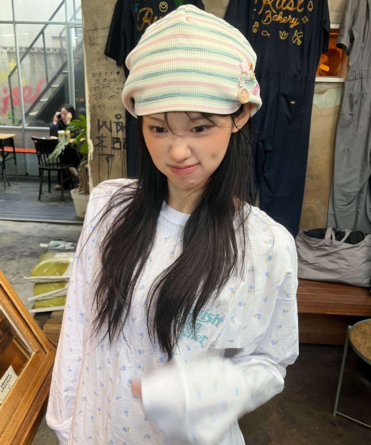 카비시(CAVISH) STRIPED BUTTON BEANIE PINK(CV2GSUAB21A)