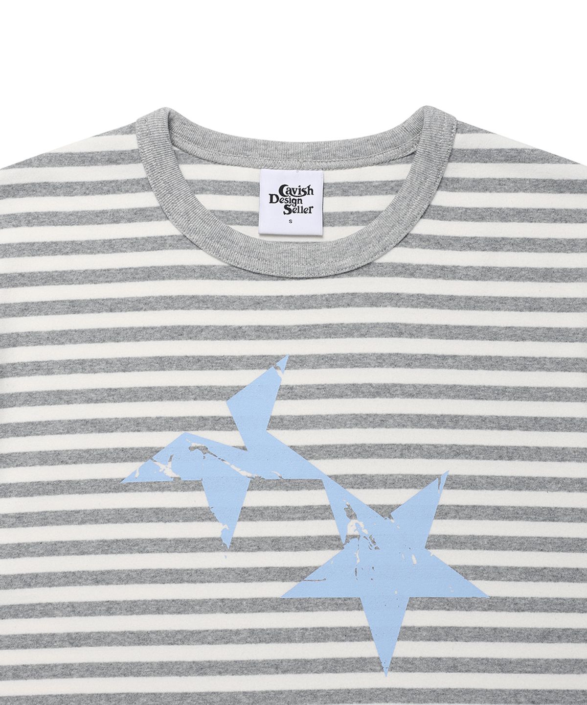 카비시(CAVISH) STRIPED TWIN STAR RINGER SS TEE LIGHT GREY(CV2GMUT505A)