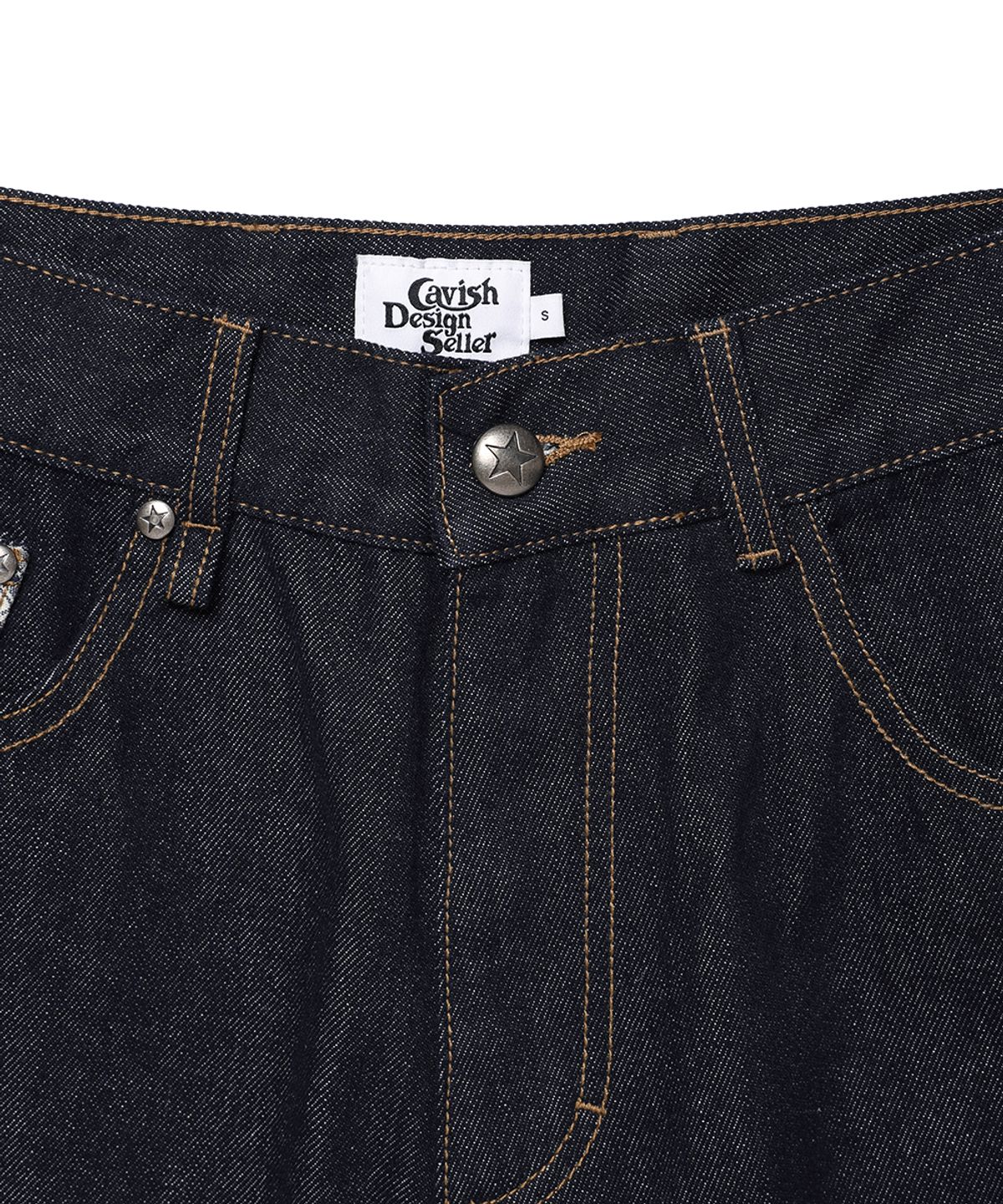 카비시(CAVISH) CHECK APPLIQUE DENIM SHORTS BLUE(CV2GMFD160A)