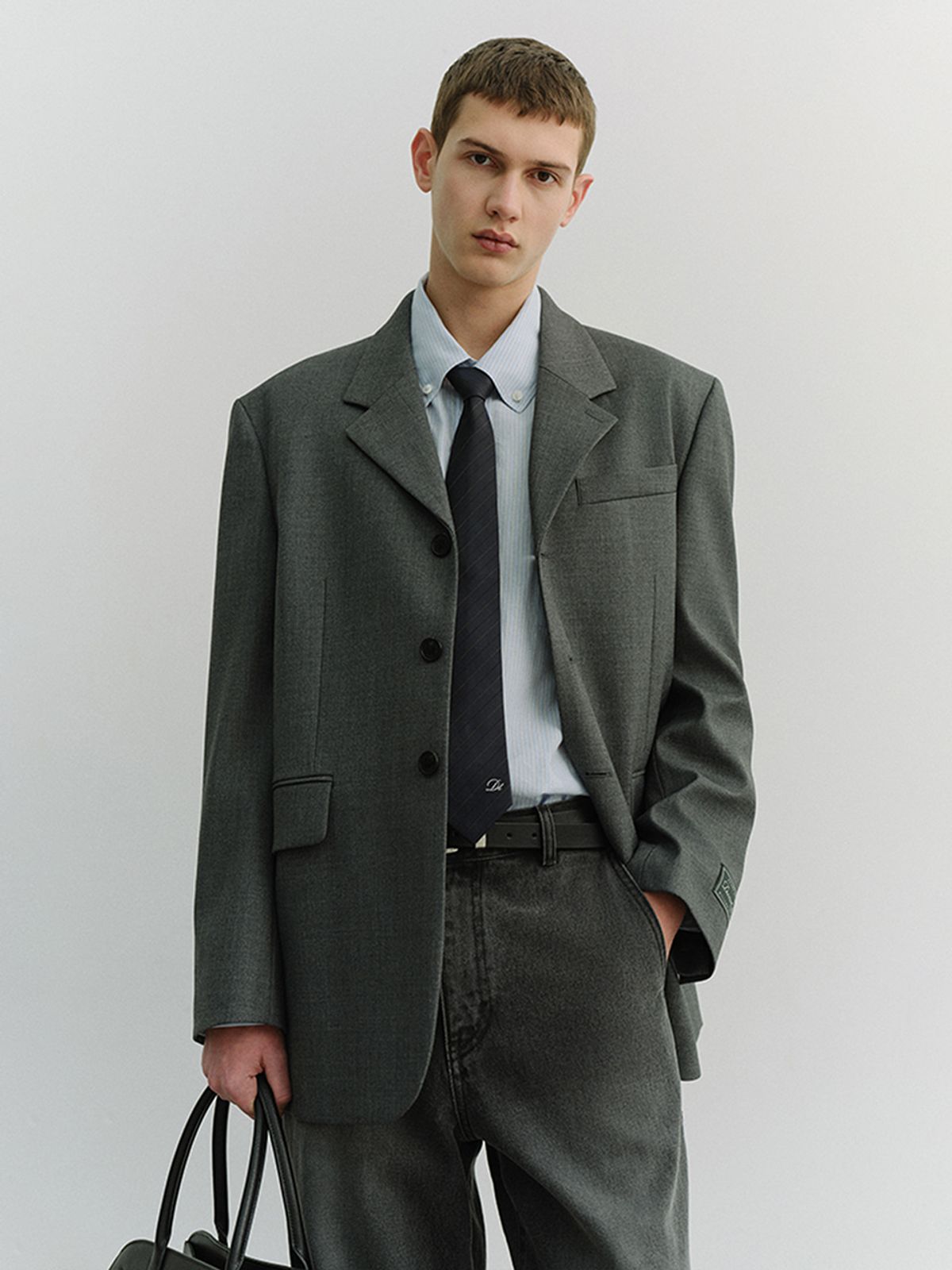 던스트 포 맨(DUNST FOR MEN) 3 BUTTON WOOL BLAZER_UNISEX_UDJA6A103_CHARCOAL GREY