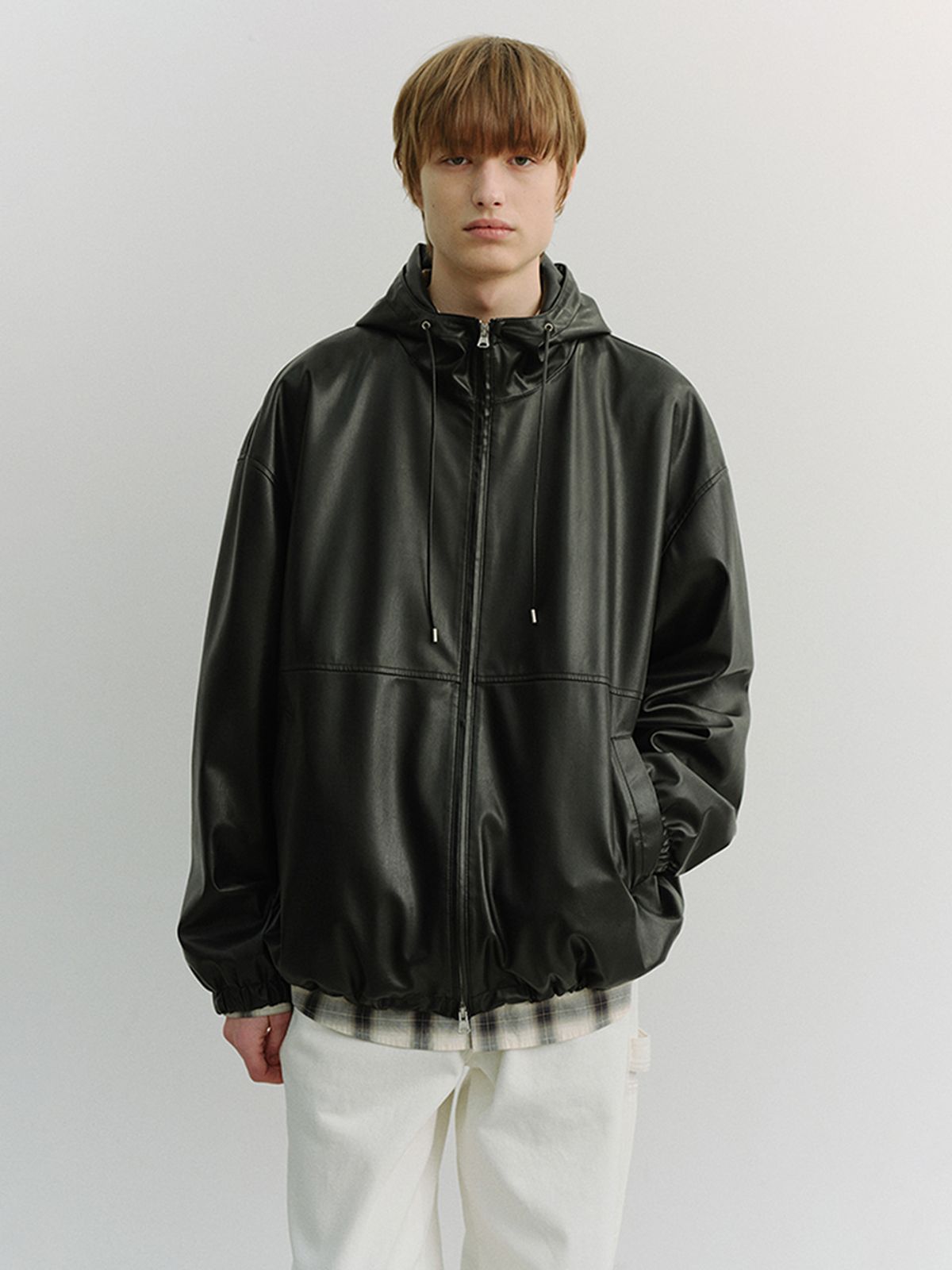 던스트 포 맨(DUNST FOR MEN) ALTER-LEATHER WINDBREAKER_UNISEX_UDJU6A101_BLACK