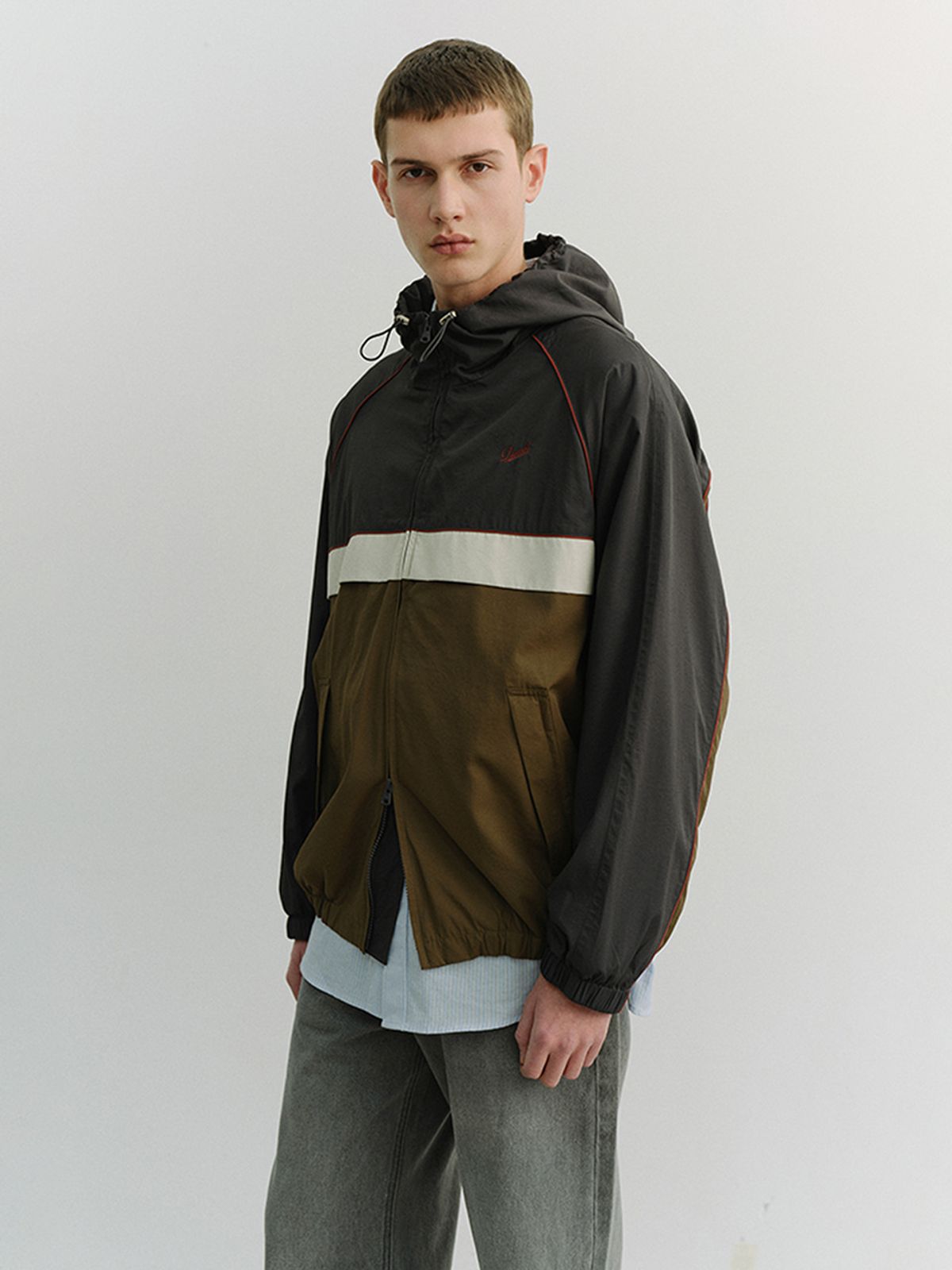 던스트 포 맨(DUNST FOR MEN) BLOCKED WINDBREAKER_UNISEX_UDJU6A110_CHARCOAL GREY
