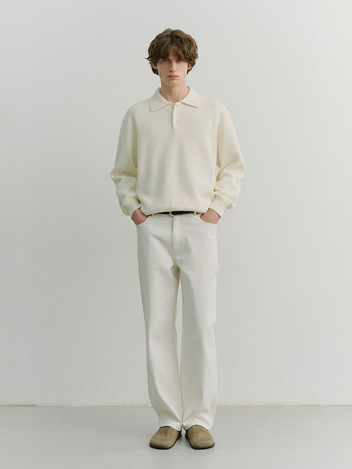 던스트 포 맨(DUNST FOR MEN) CASHMERE COLLARED SWEATER_UNISEX_UDSW6A104_IVORY