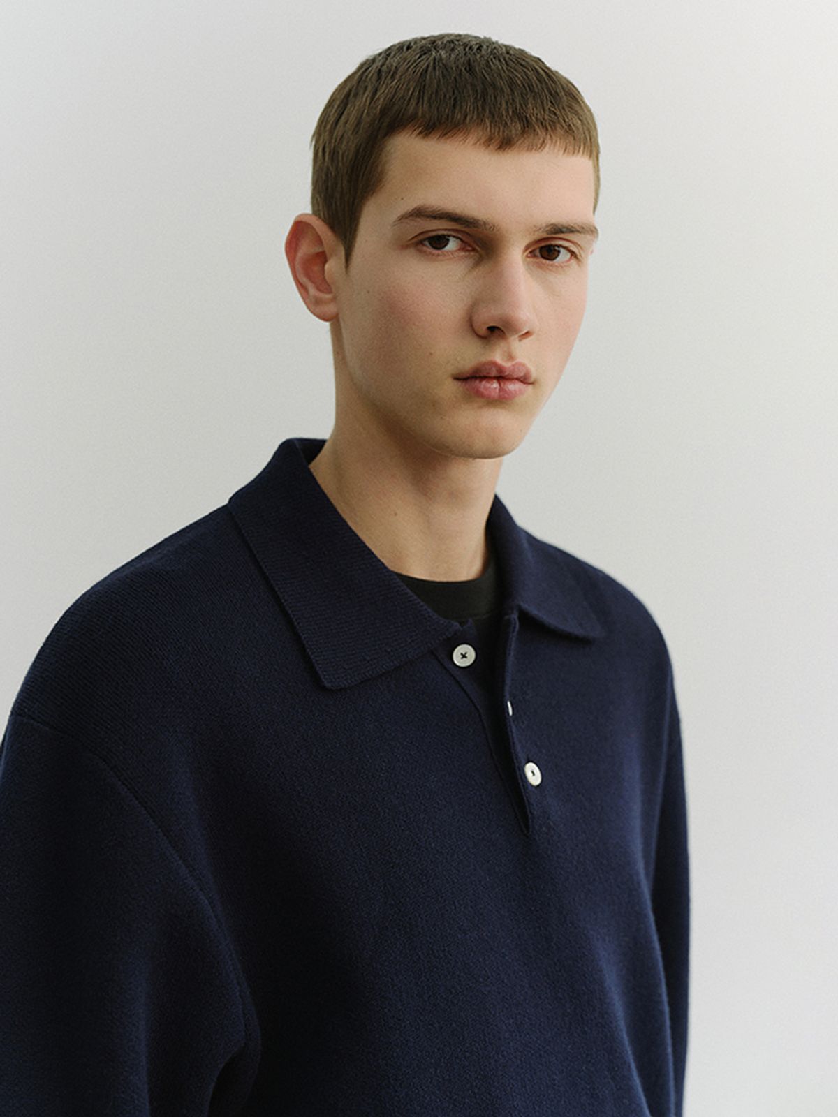 던스트 포 맨(DUNST FOR MEN) CASHMERE COLLARED SWEATER_UNISEX_UDSW6A104_NAVY