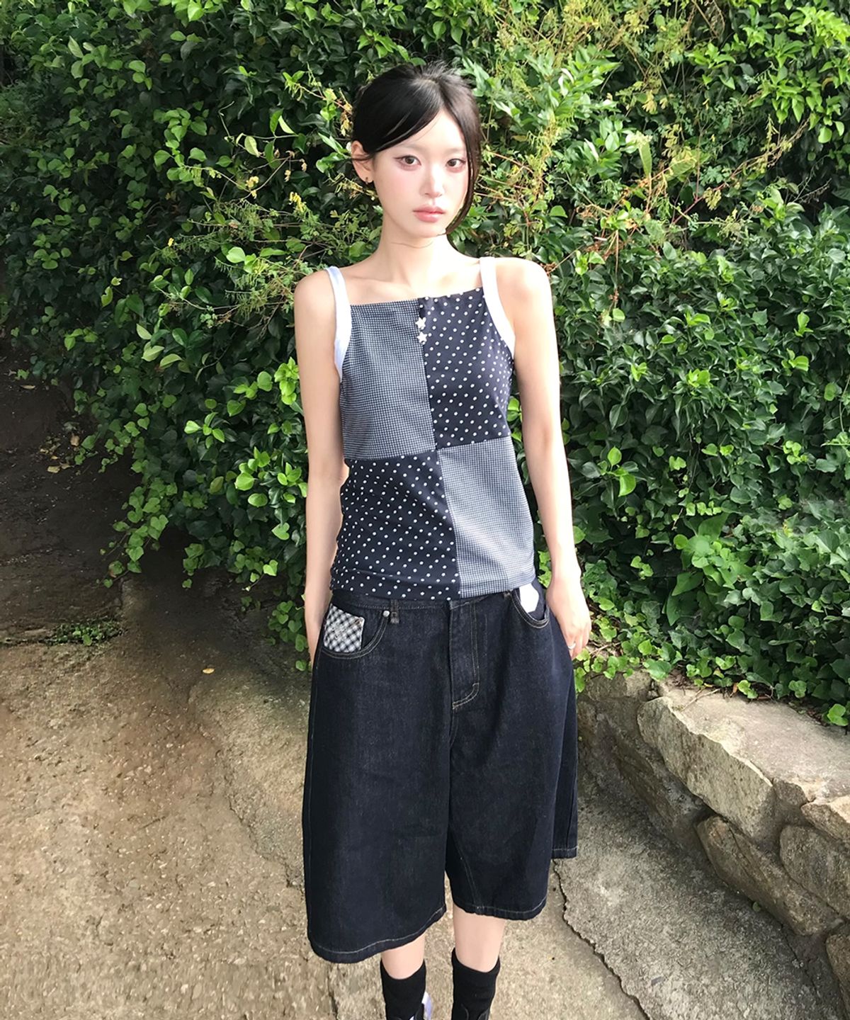 카비시(CAVISH) MIX PATCH SLEEVELESS NAVY(CV2GMFT580A)