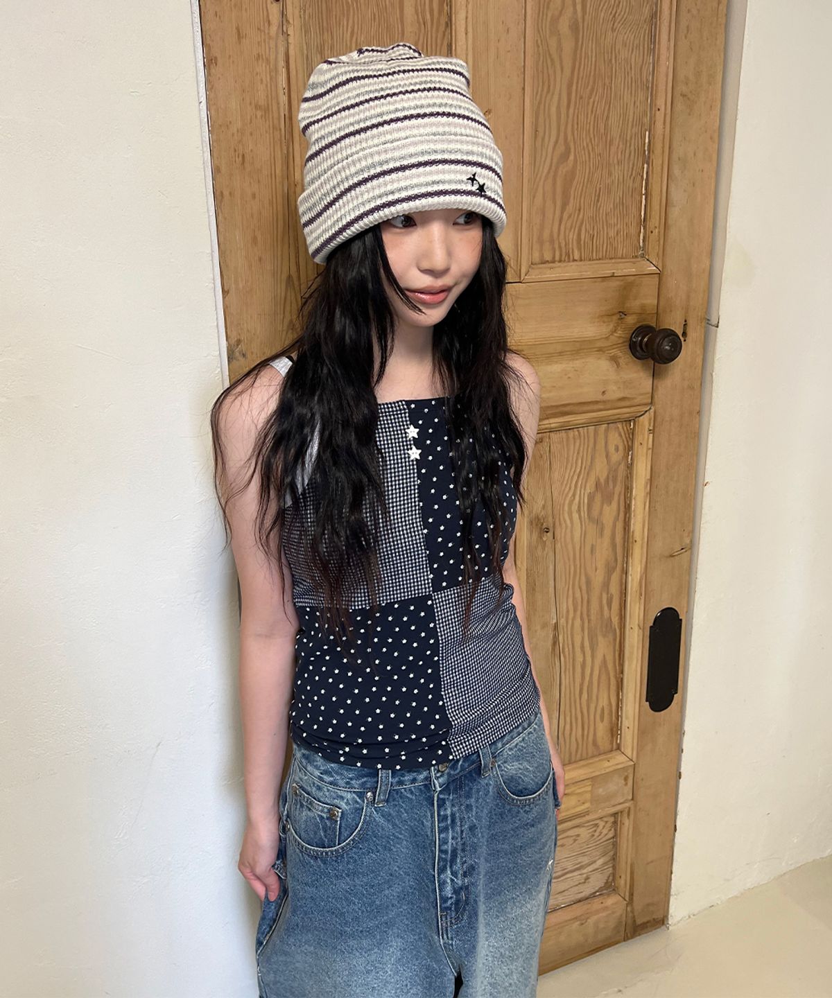 카비시(CAVISH) MIX PATCH SLEEVELESS NAVY(CV2GMFT580A)