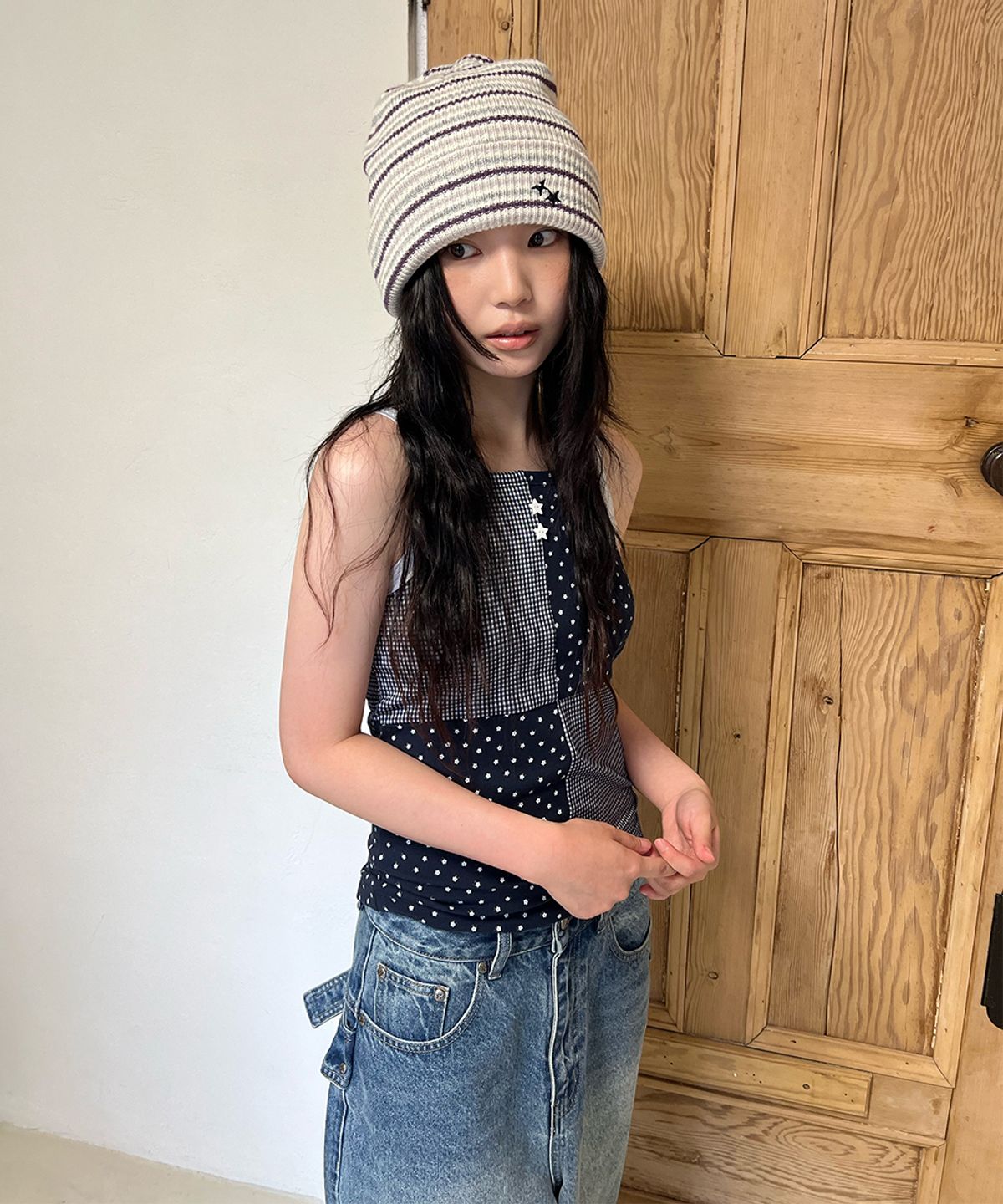 카비시(CAVISH) MIX PATCH SLEEVELESS NAVY(CV2GMFT580A)