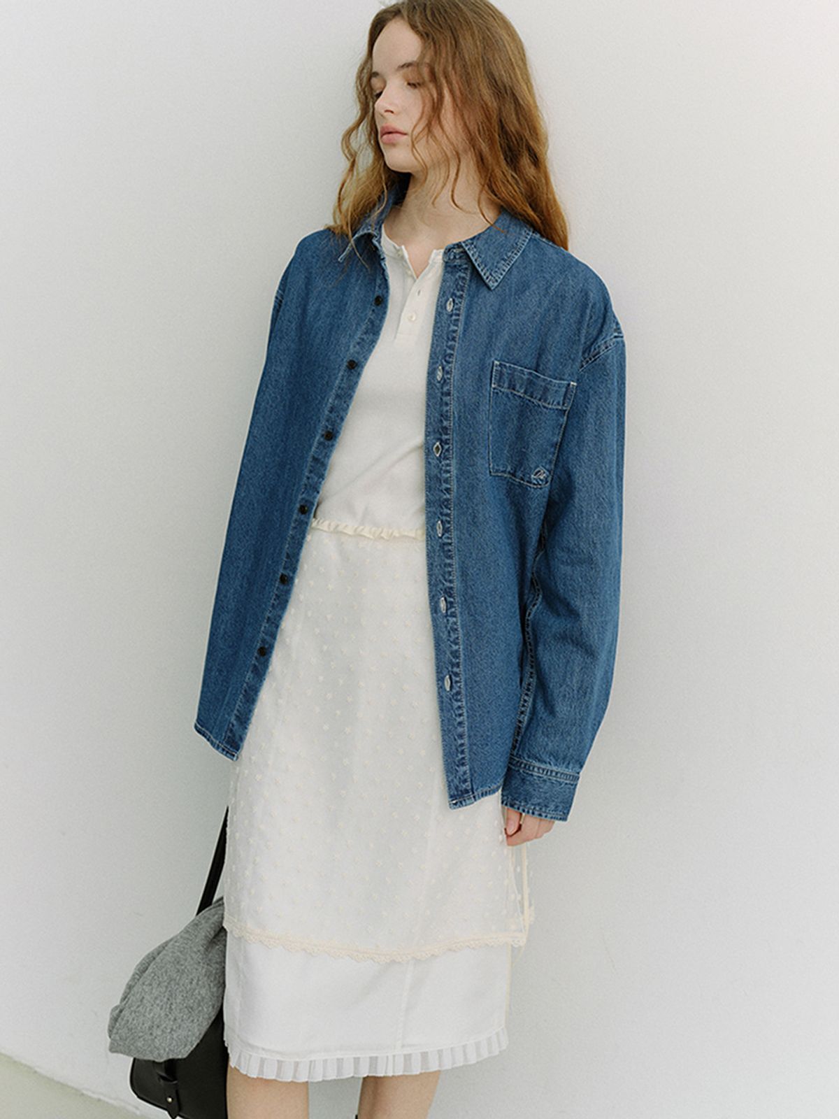 던스트(DUNST) UNISEX OVERSIZED DENIM SHIRT_UDSH6A102_CLASSIC BLUE